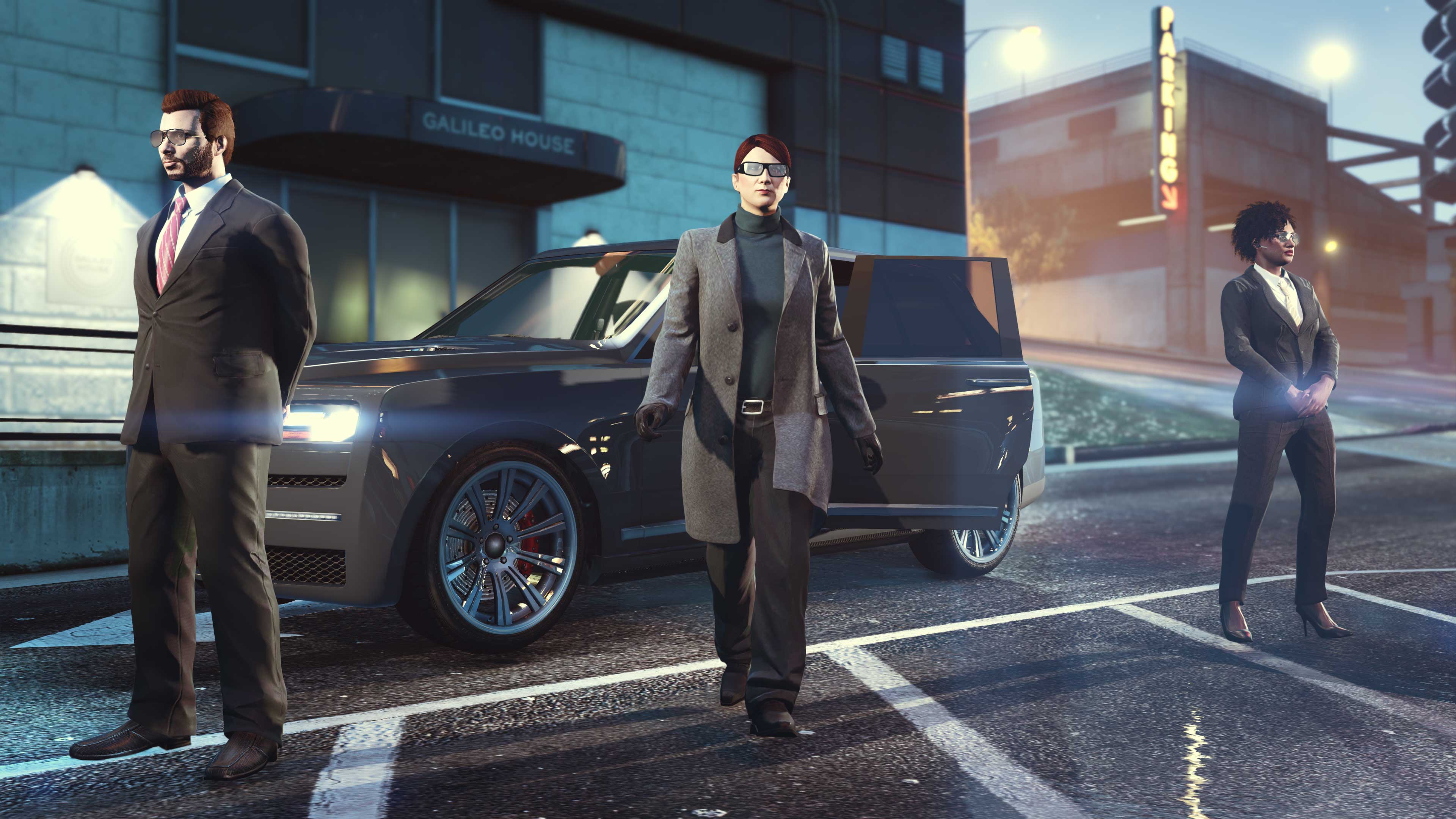 Associate / Bodyguard Screenshot of three Bodyguards in GTA Online.