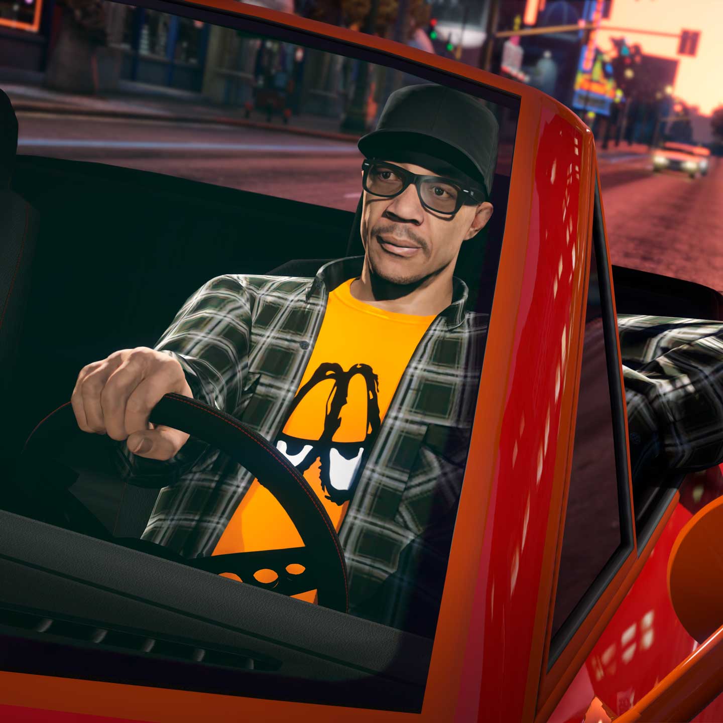 Orange DJ Pooh Tee Screenshot of DJ Pooh wearing an Orange DJ Pooh Tee in GTA Online.