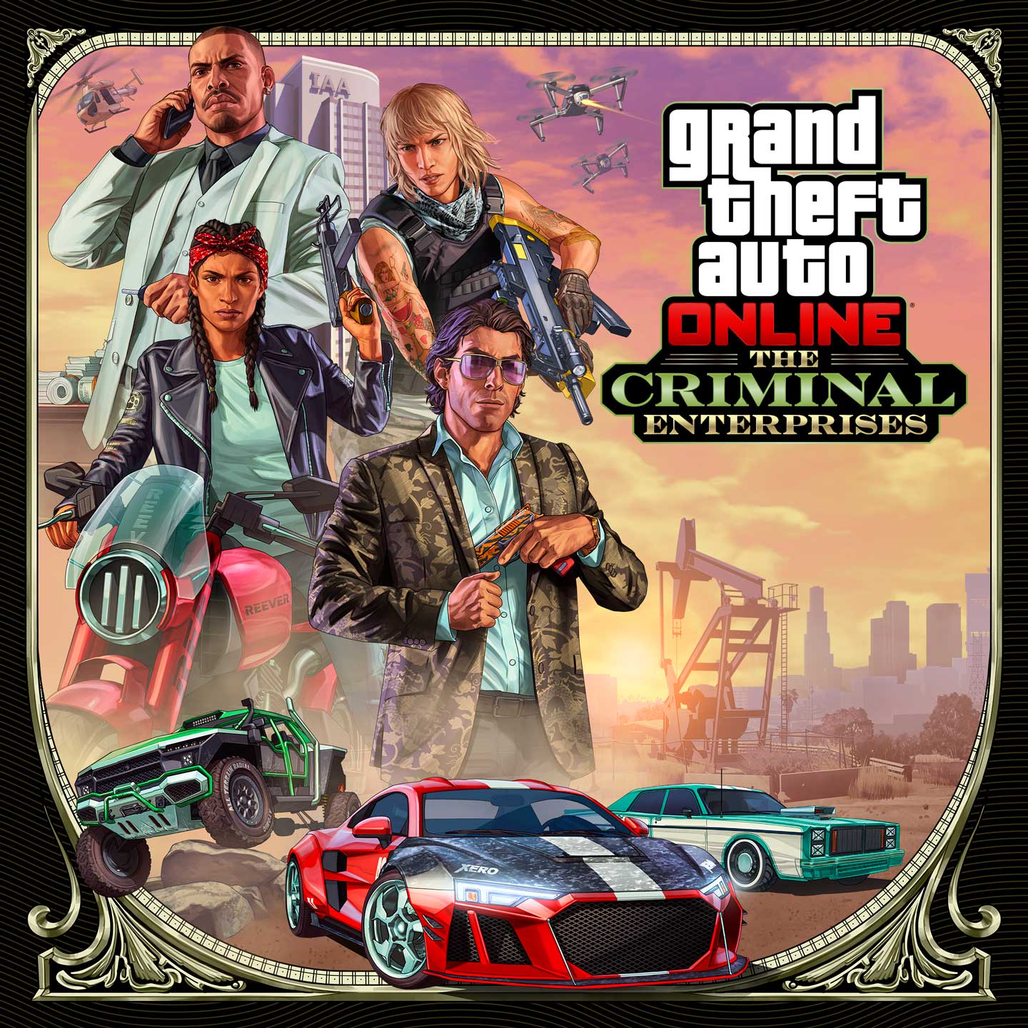 Artwork of GTA Online: The Criminal Enterprises Content Update.