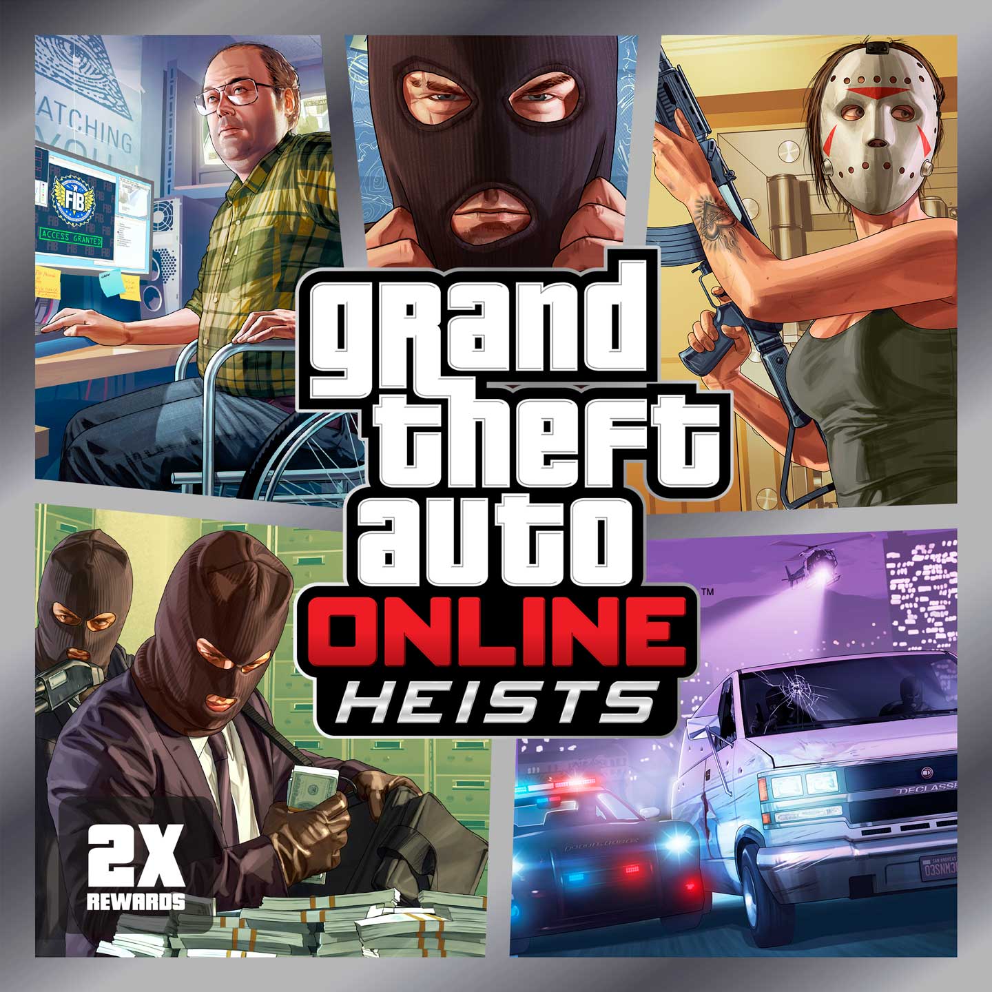 Artwork of GTA Online: Heists Content Update.