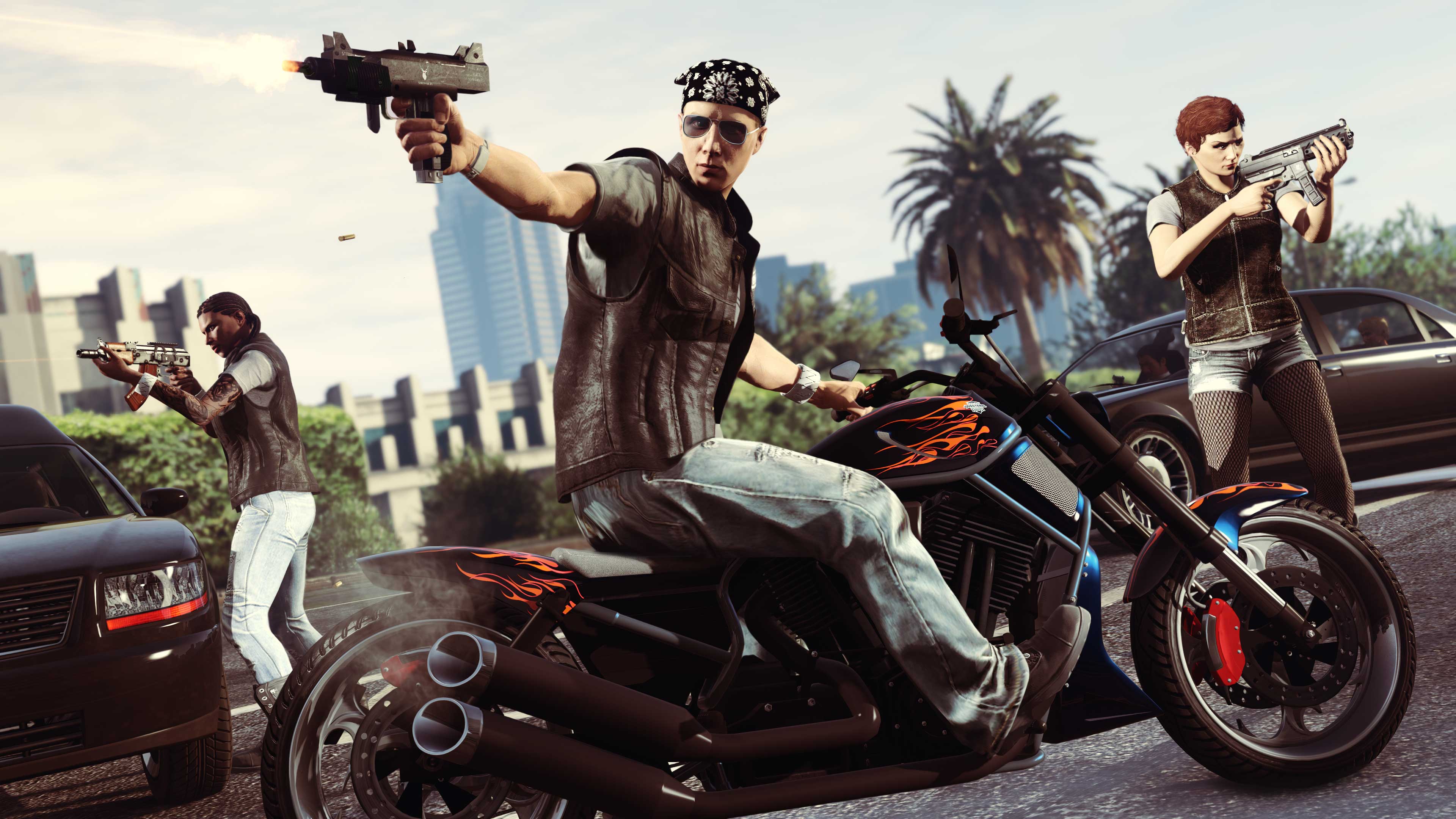 Grand Theft Auto V – PlayStation 5 & Xbox Series X|S Promotional screenshot for the PlayStation 5 and Xbox Series X|S versions of Grand Theft Auto V and GTA Online.