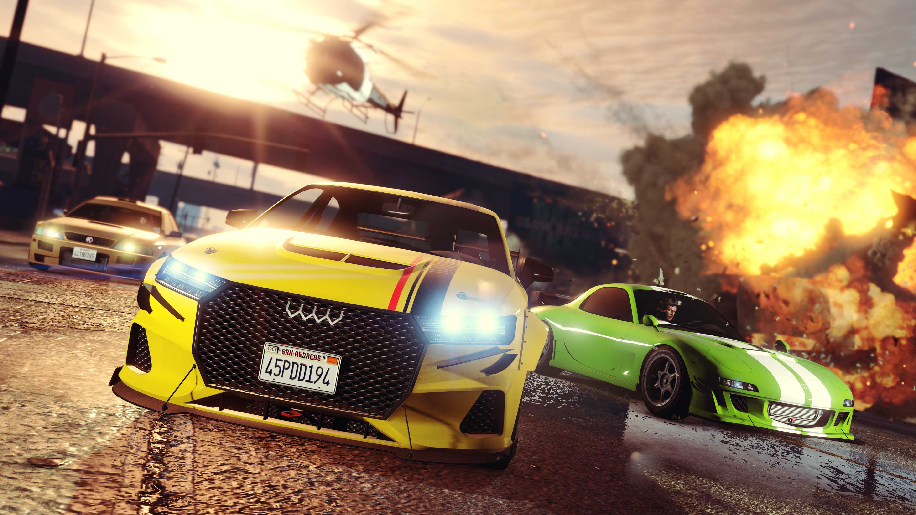 Grand Theft Auto V – PlayStation 5 & Xbox Series X|S Promotional screenshot for the PlayStation 5 and Xbox Series X|S versions of Grand Theft Auto V and GTA Online.