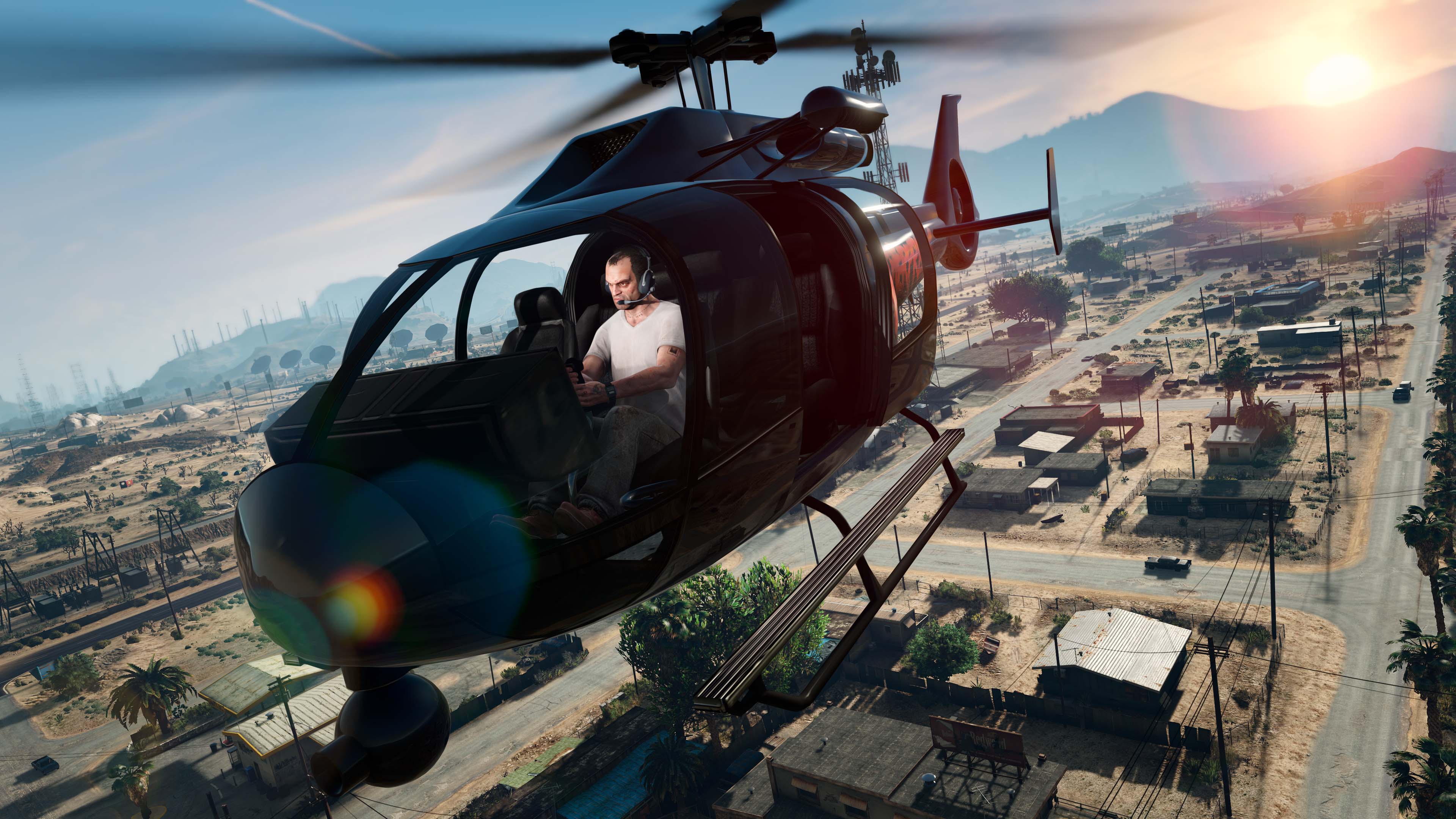 Grand Theft Auto V – PlayStation 5 & Xbox Series X|S Promotional screenshot for the PlayStation 5 and Xbox Series X|S versions of Grand Theft Auto V and GTA Online.