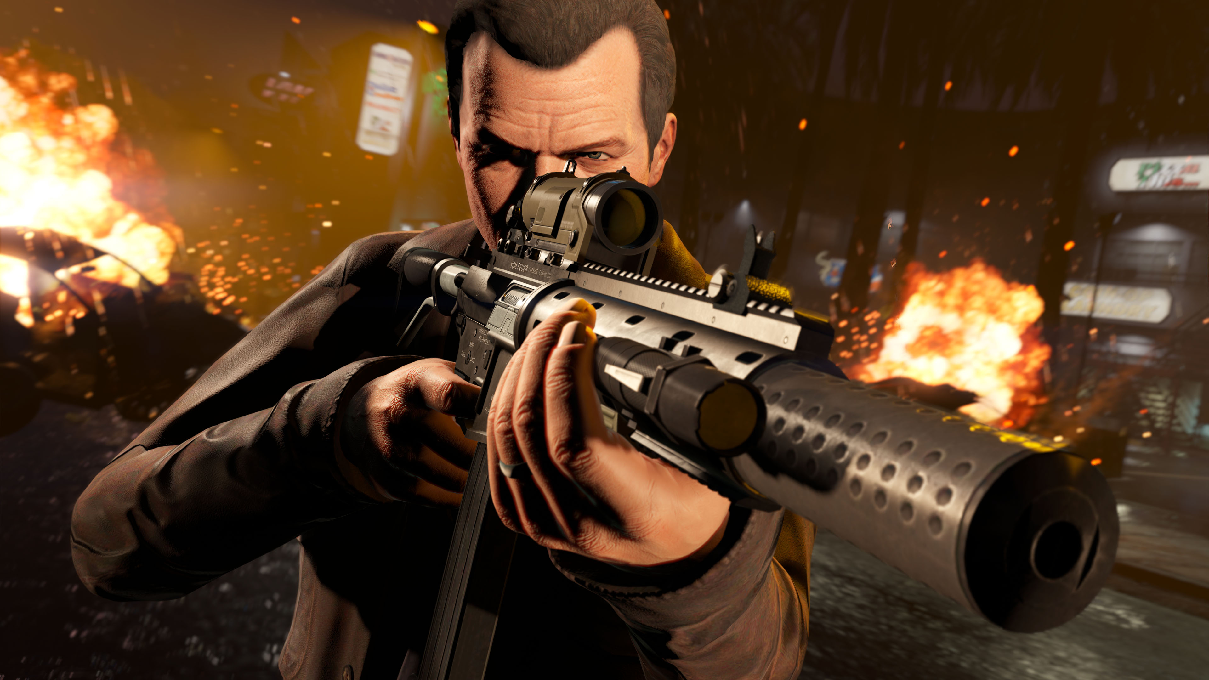 Grand Theft Auto V – PlayStation 5 & Xbox Series X|S Promotional screenshot for the PlayStation 5 and Xbox Series X|S versions of Grand Theft Auto V and GTA Online.