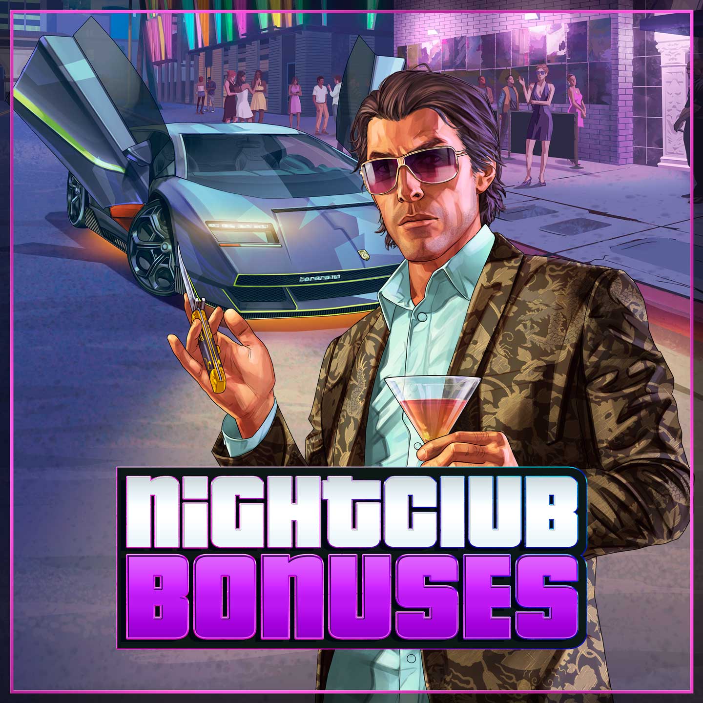 Nightclub Bonuses Artwork for Nightclub Business Bonuses in GTA Online.