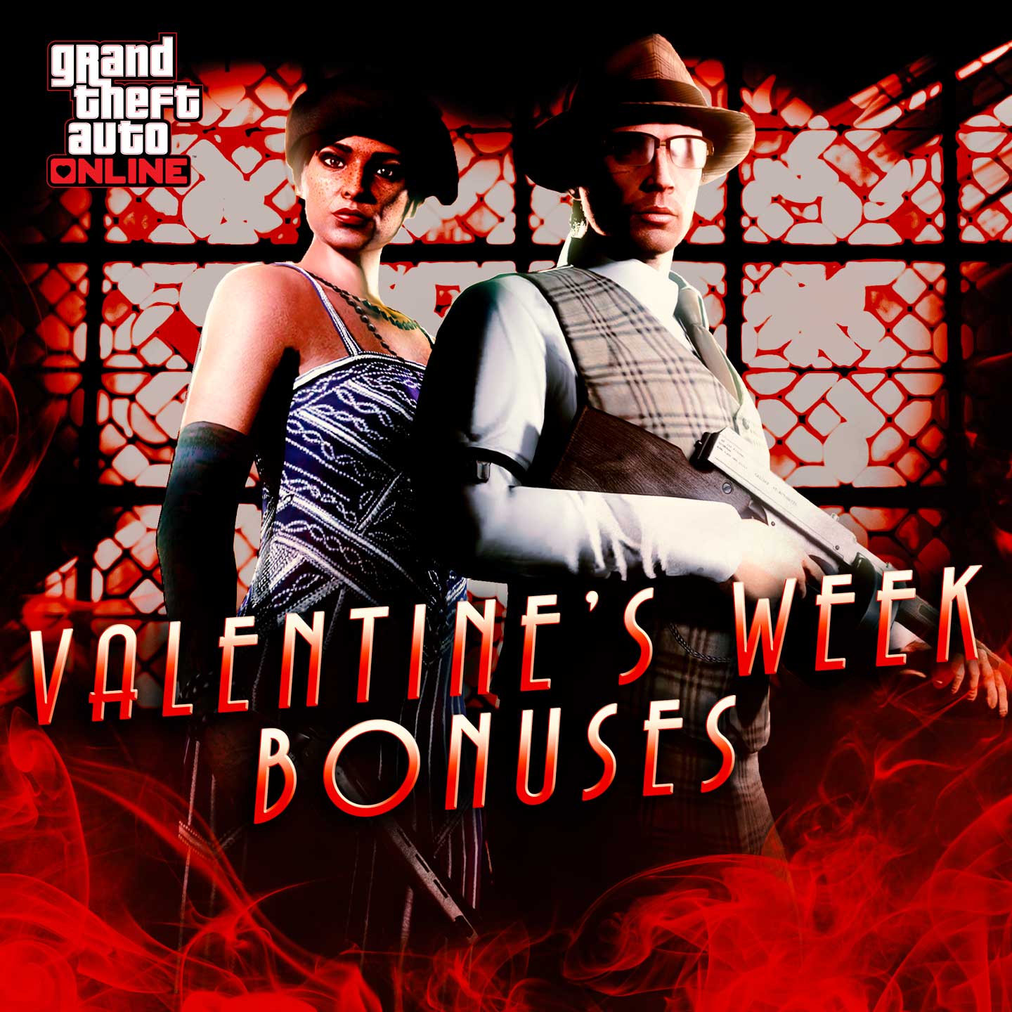 Poster for Valentine's Week Bonuses in GTA Online.