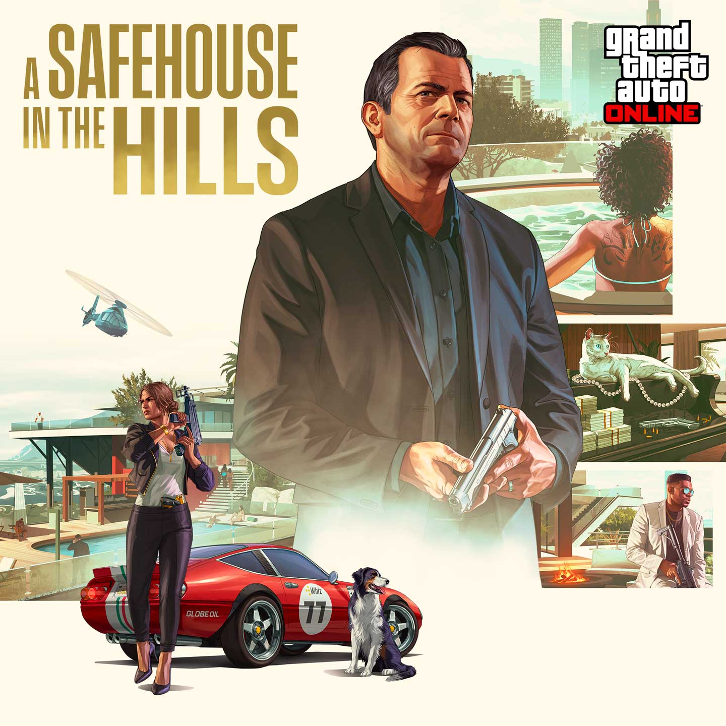 Artwork of GTA Online: A Safehouse in the Hills Content Update.