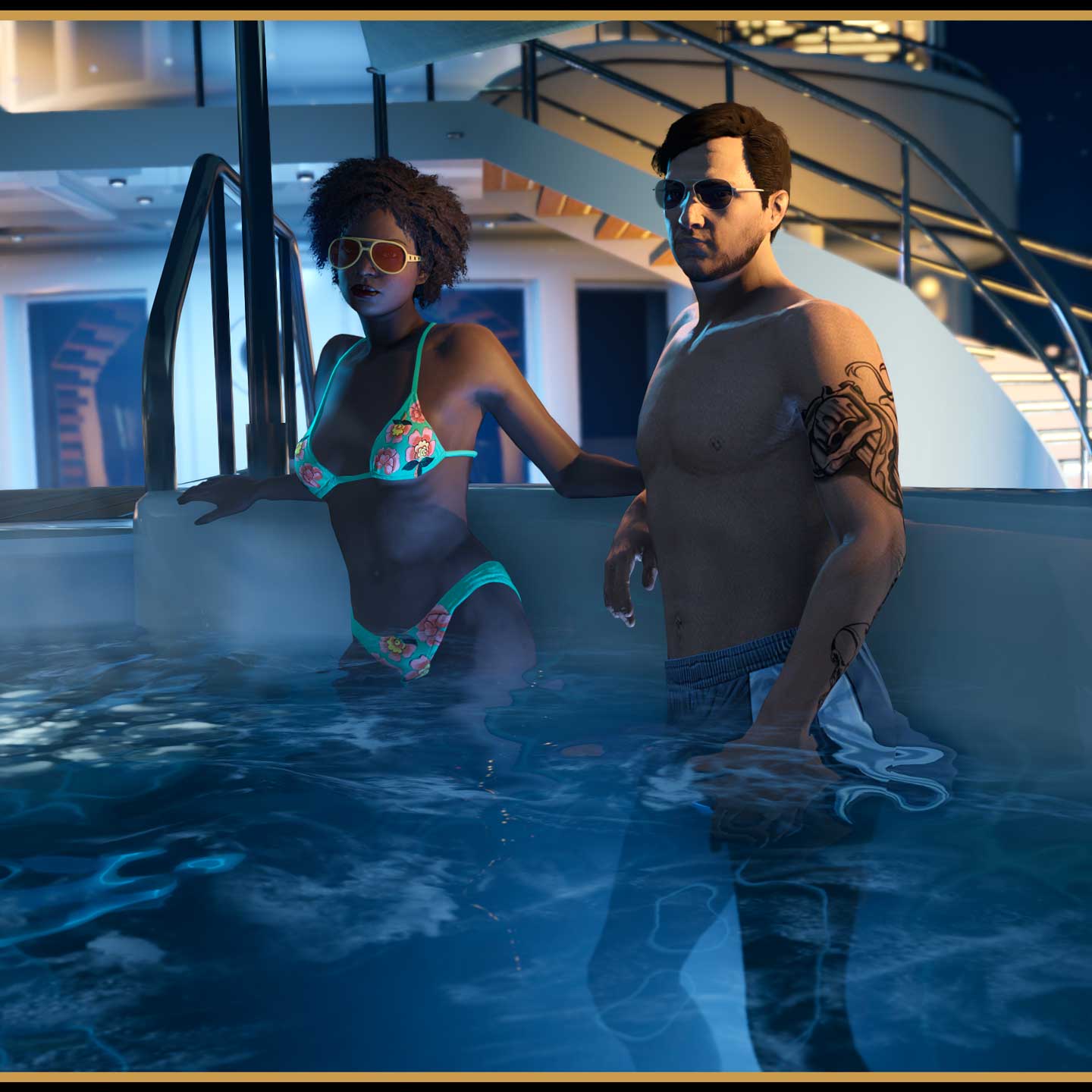 Screenshot of a Galaxy Super Yacht in GTA Online.