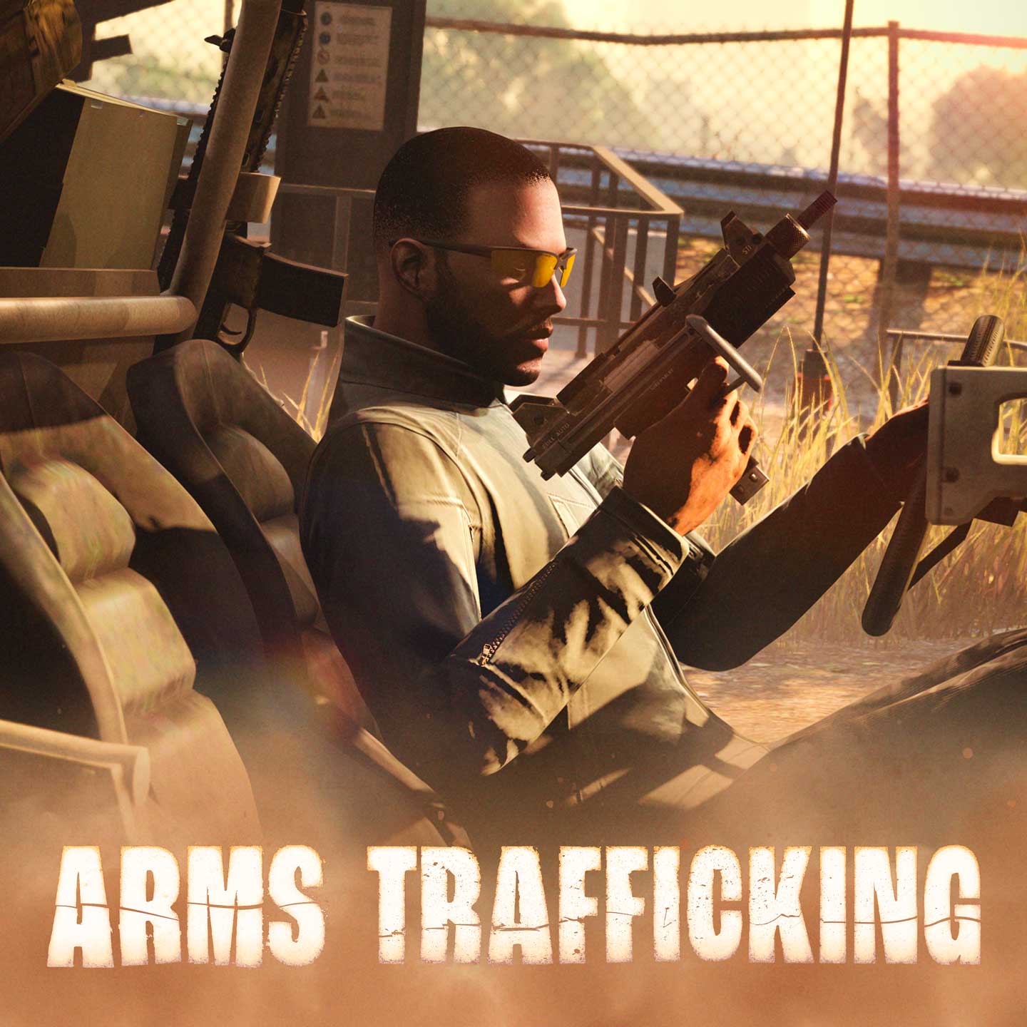 Arms Trafficking Mission Promotional poster for Arms Trafficking Missions in GTA Online.