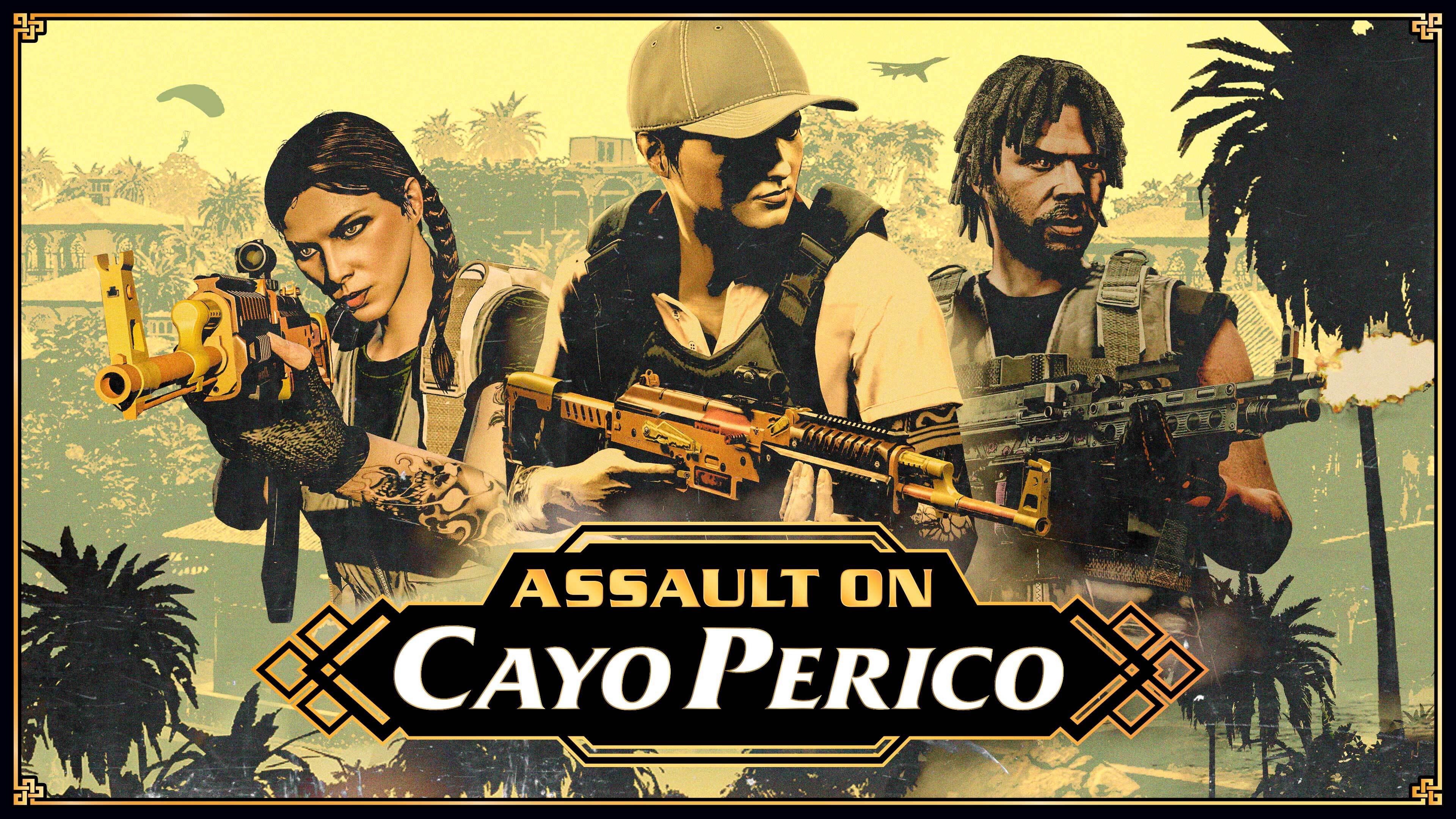 Assault on Cayo Perico Artwork for the Assault on Cayo Perico Adversary Mode in GTA Online.