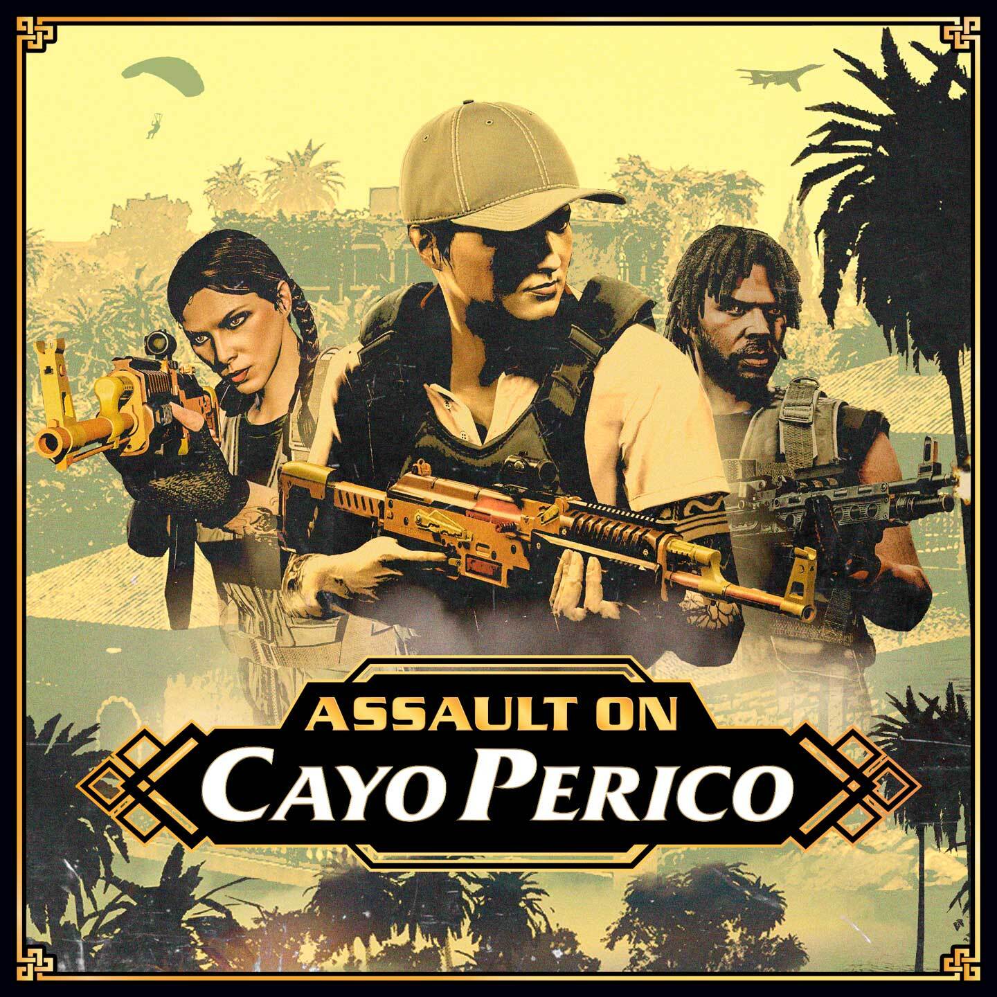 Assault on Cayo Perico Artwork for the Assault on Cayo Perico Adversary Mode in GTA Online.