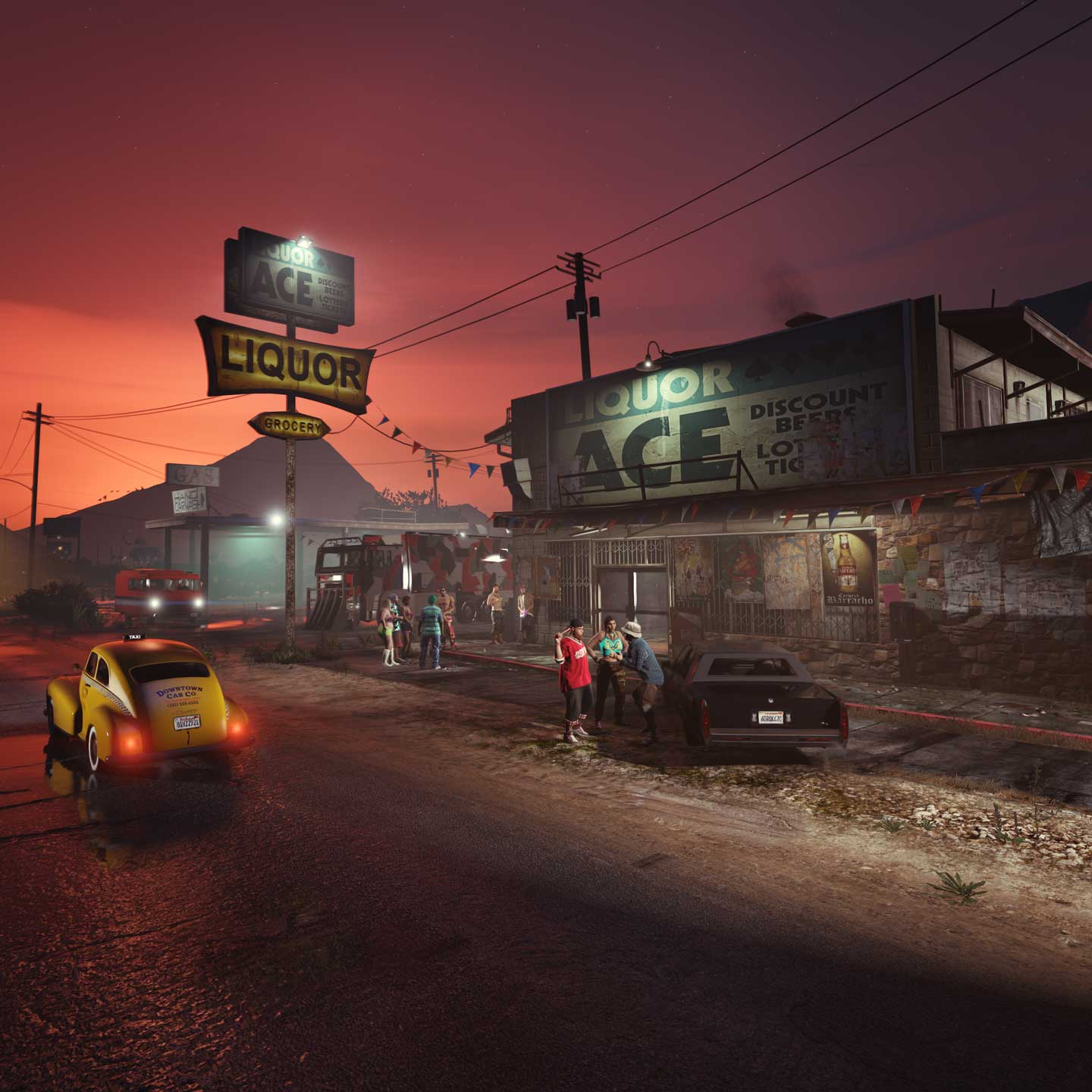 Screenshot of Biker characters in Blaine County in GTA Online.