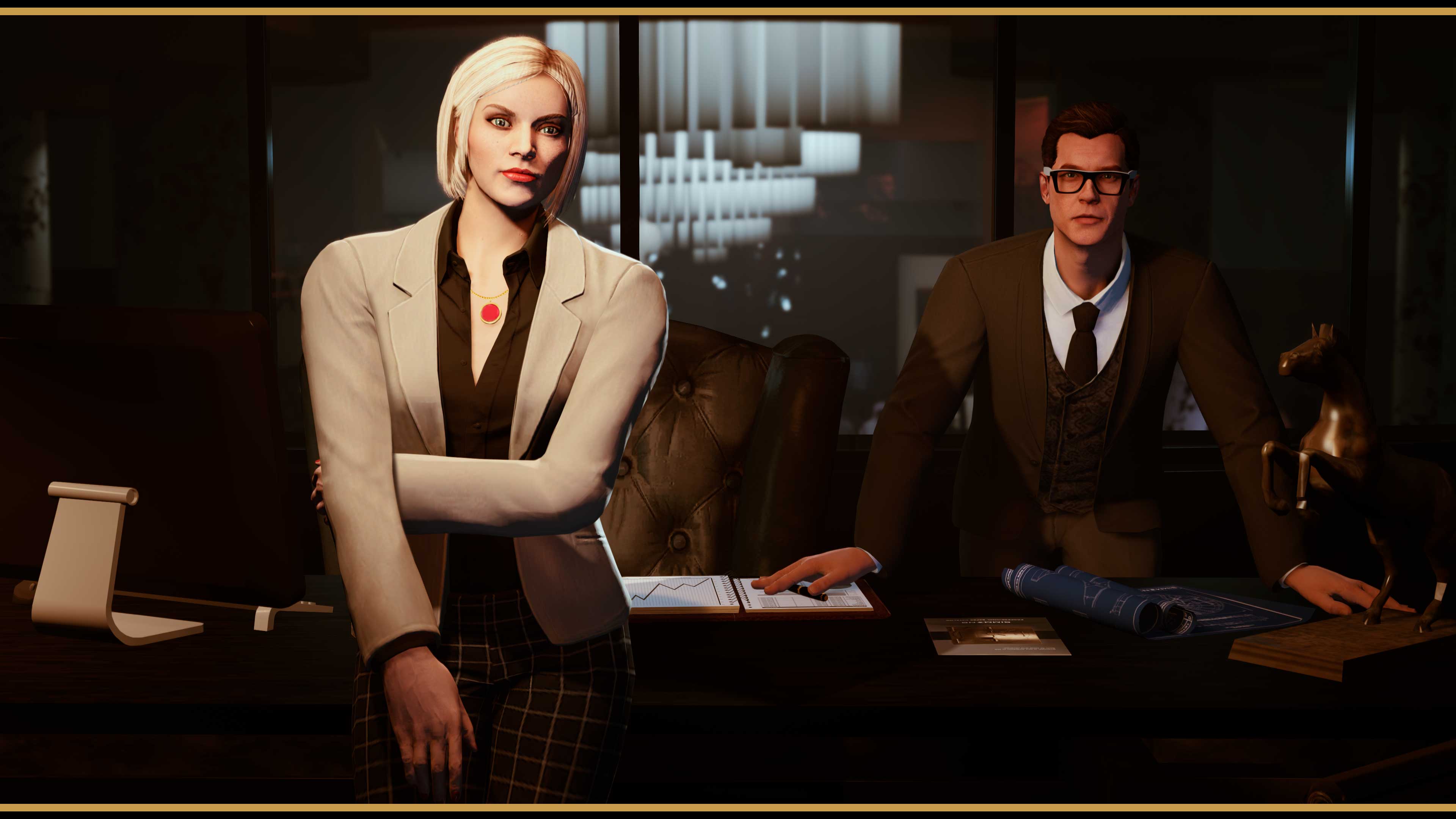 Promotional screenshot for Casino Story Missions and Casino Works in GTA Online.