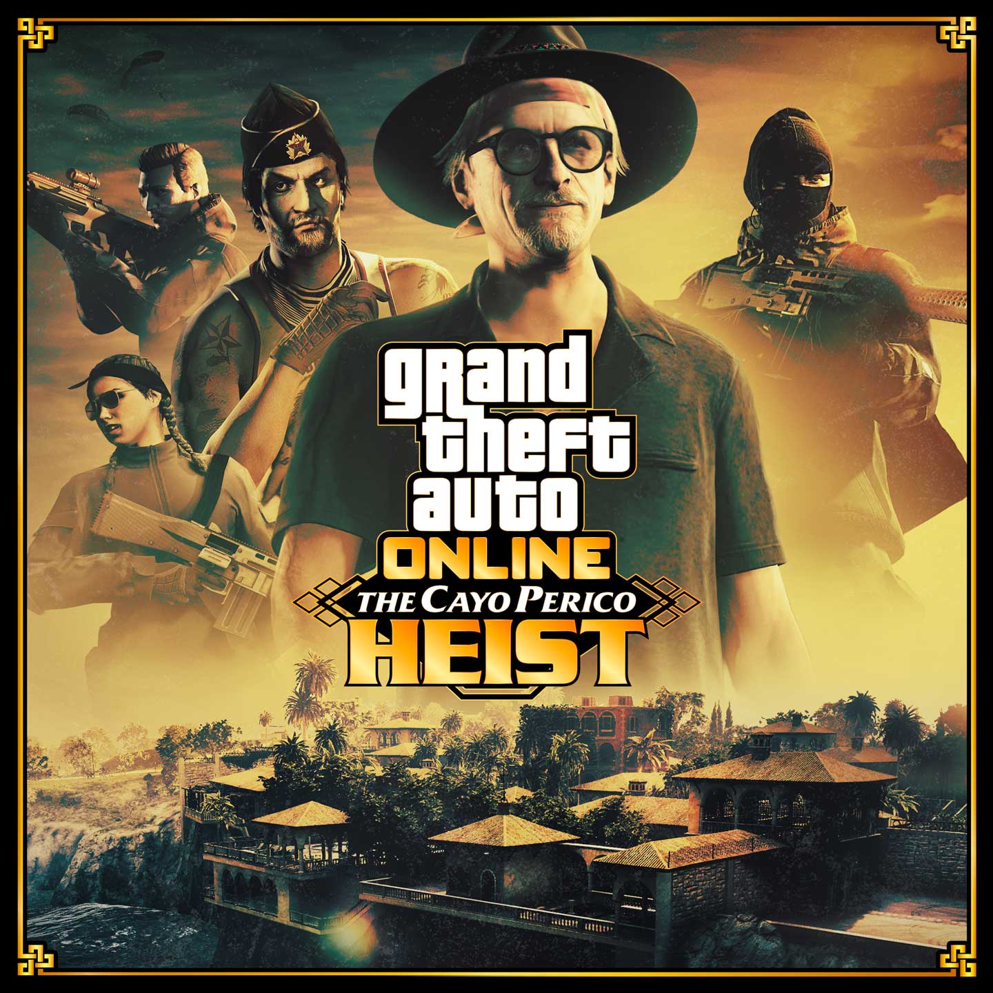 Promotional poster for The Cayo Perico Heist in GTA Online.