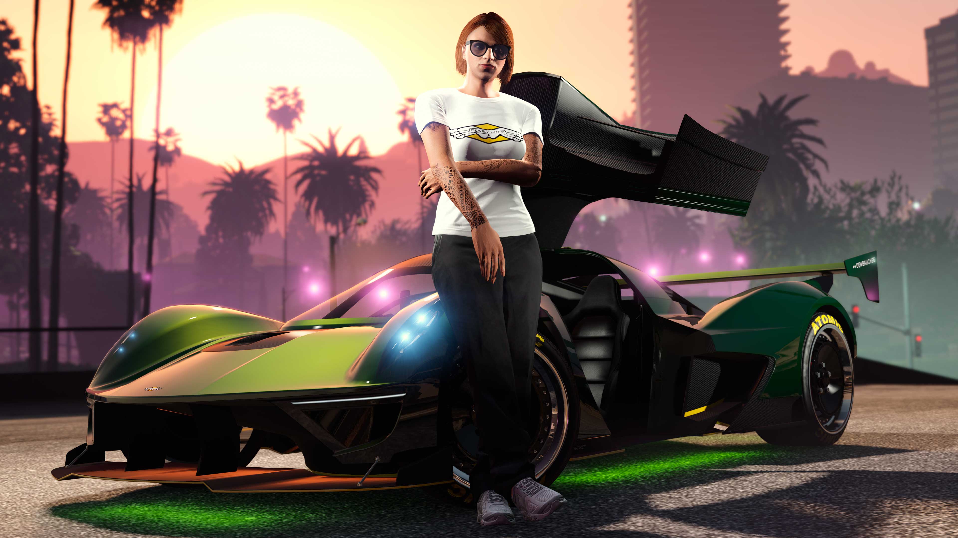 Dewbauchee Tee Screenshot of a GTA Online character wearing a Dewbauchee Tee.