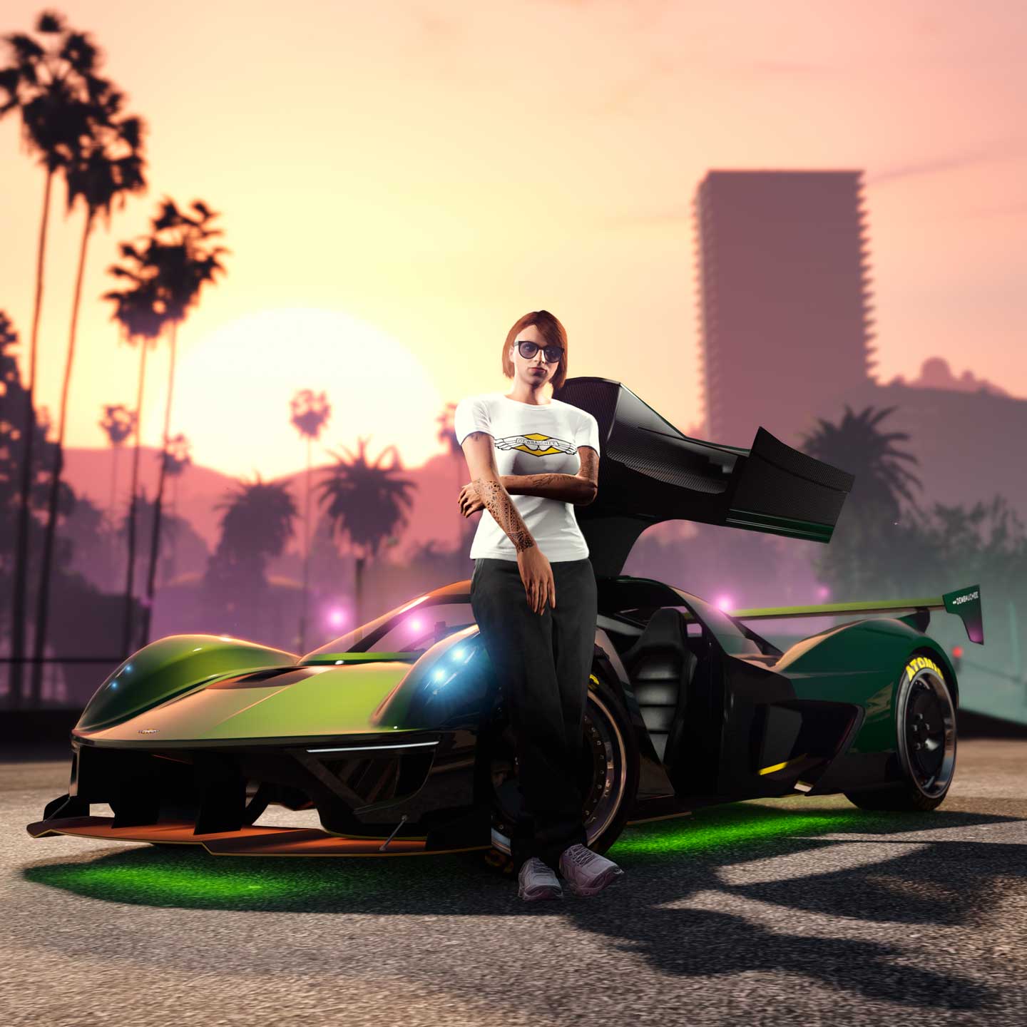 Dewbauchee Tee Screenshot of a GTA Online character wearing a Dewbauchee Tee.
