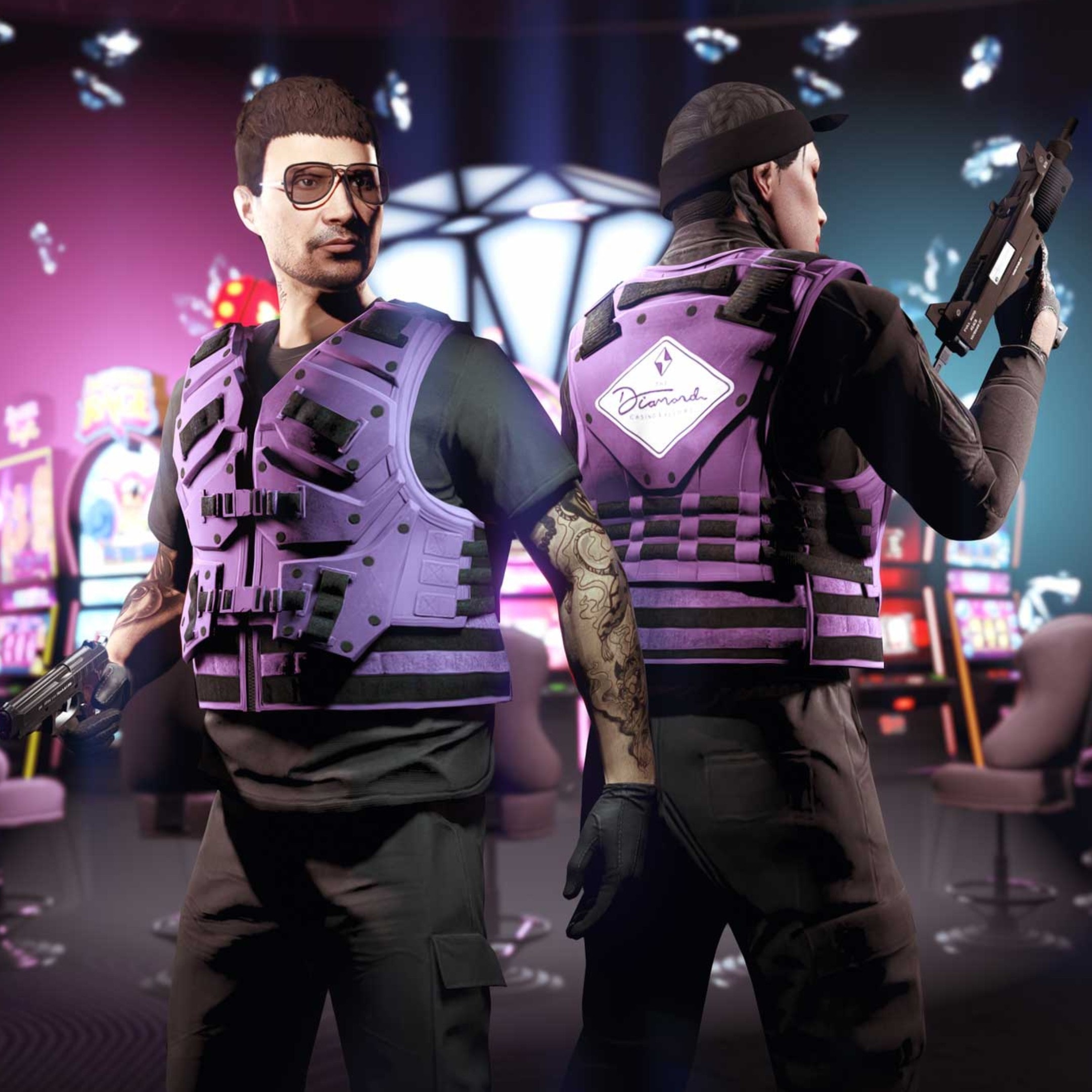 Diamond Strike Vest Screenshot of two GTA Online characters wearing Diamond Strike Vest.