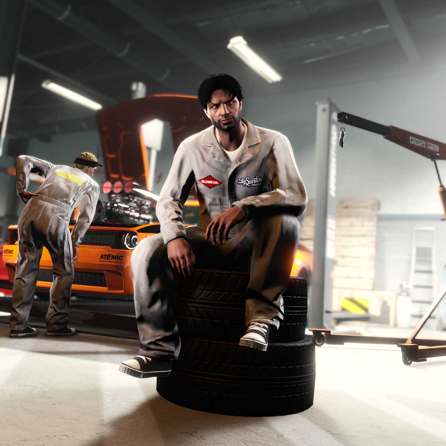 Screenshot of a GTA Online character wearing an LS Customs Coveralls.