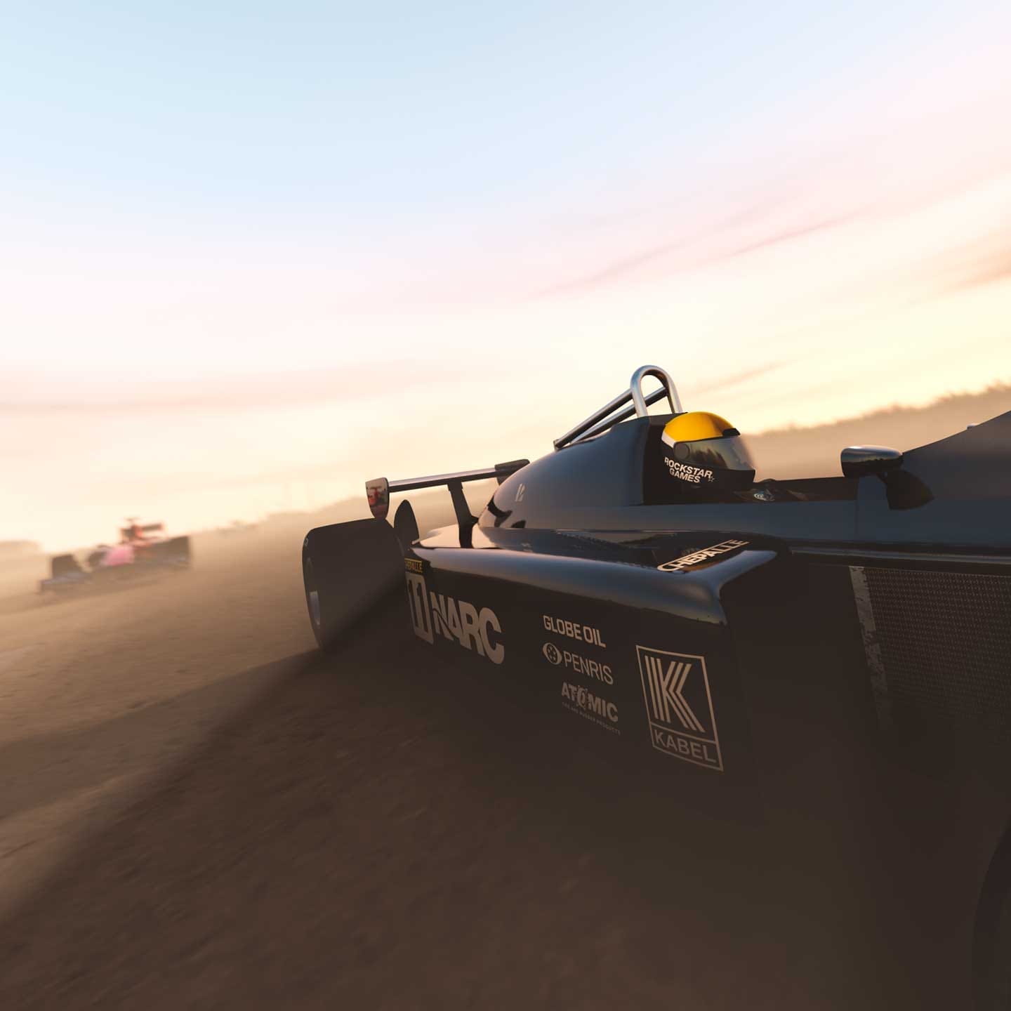Screenshot of a GTA Online character wearing the Rockstar Helmet.
