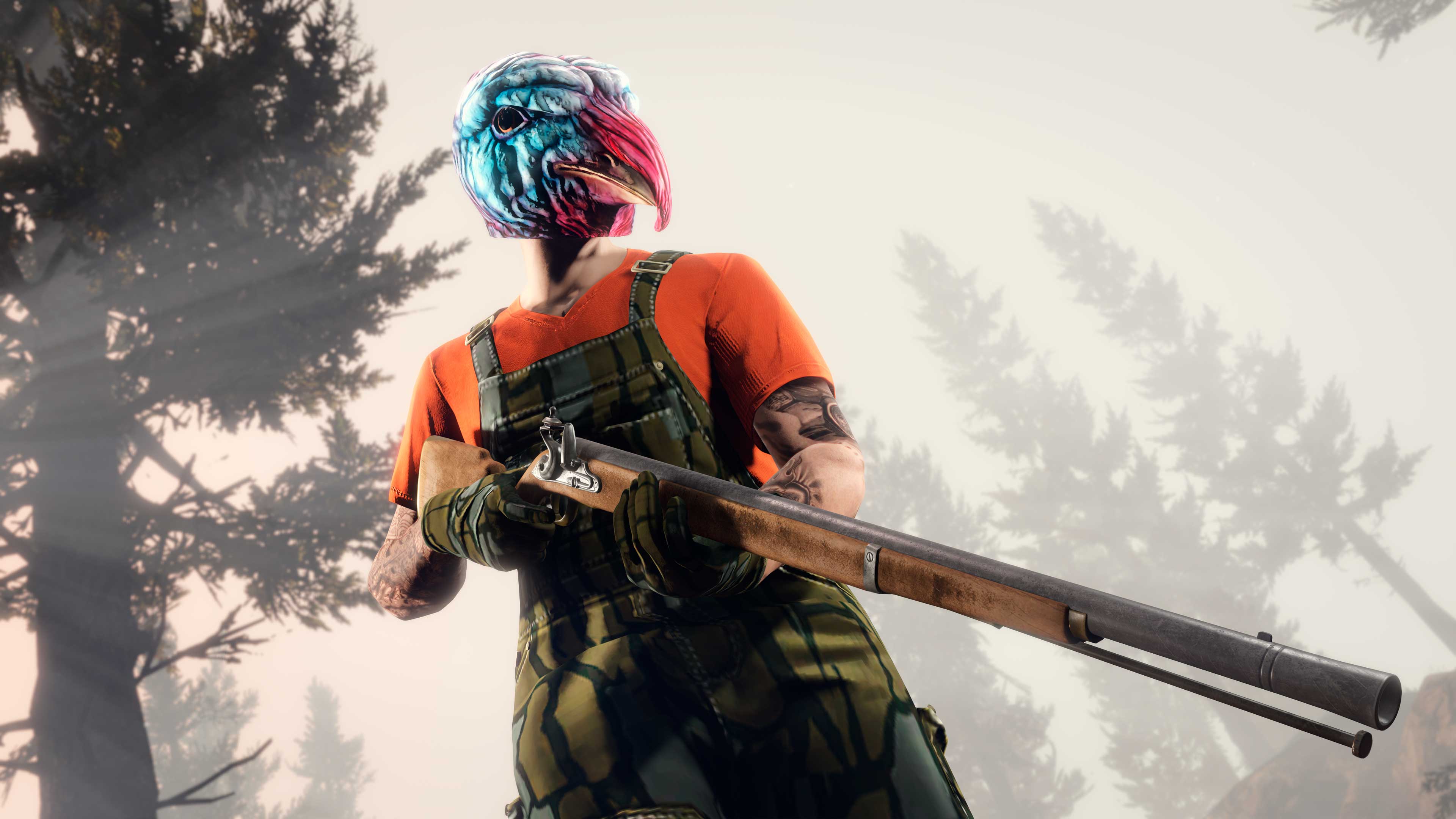 Screenshot of a GTA Online character wearing Turkey Mask.