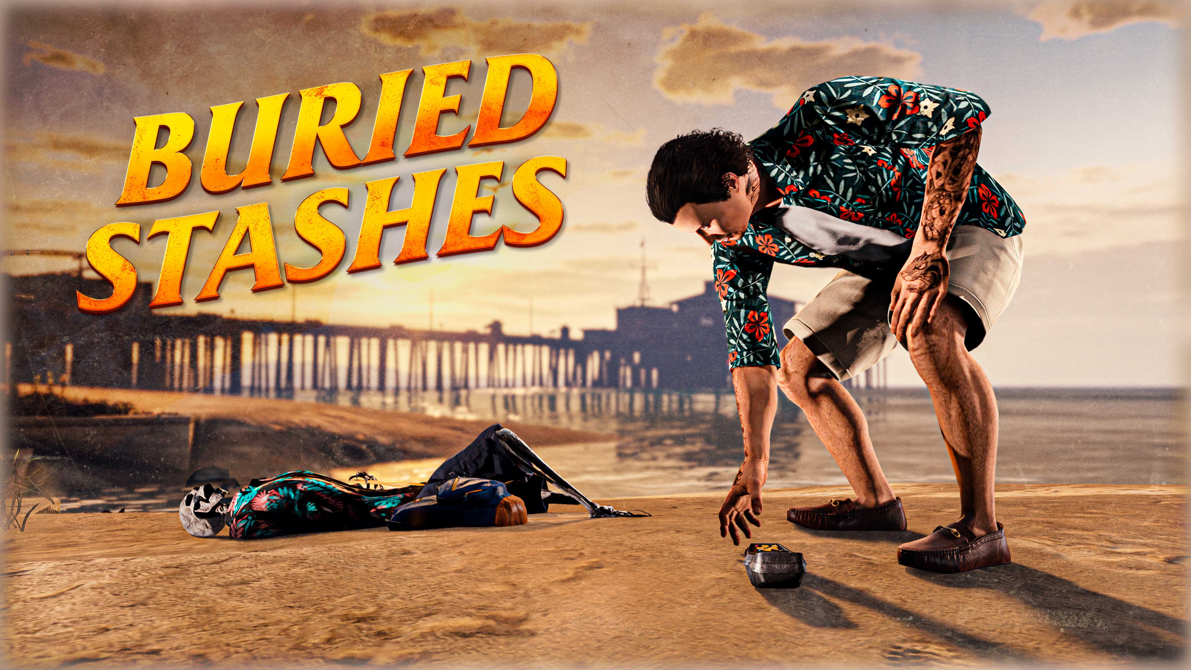 Buried Stashes Promotional poster for Buried Stashes Collectibles in GTA Online.