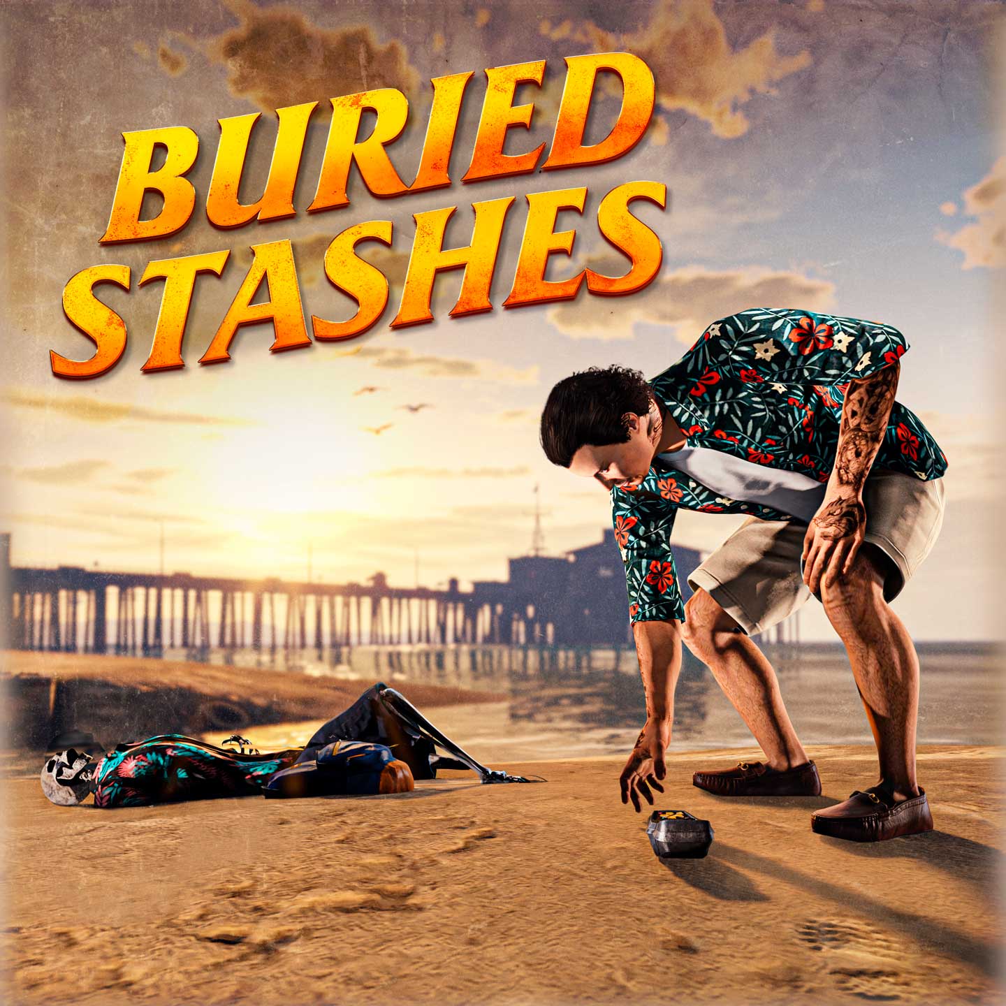 Buried Stashes Promotional poster for Buried Stashes Collectibles in GTA Online.