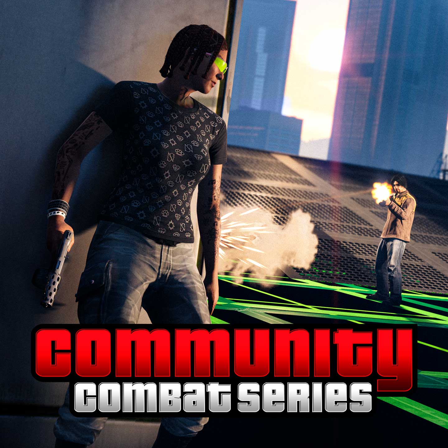Promotional screenshot of Community Combat Series in GTA Online.