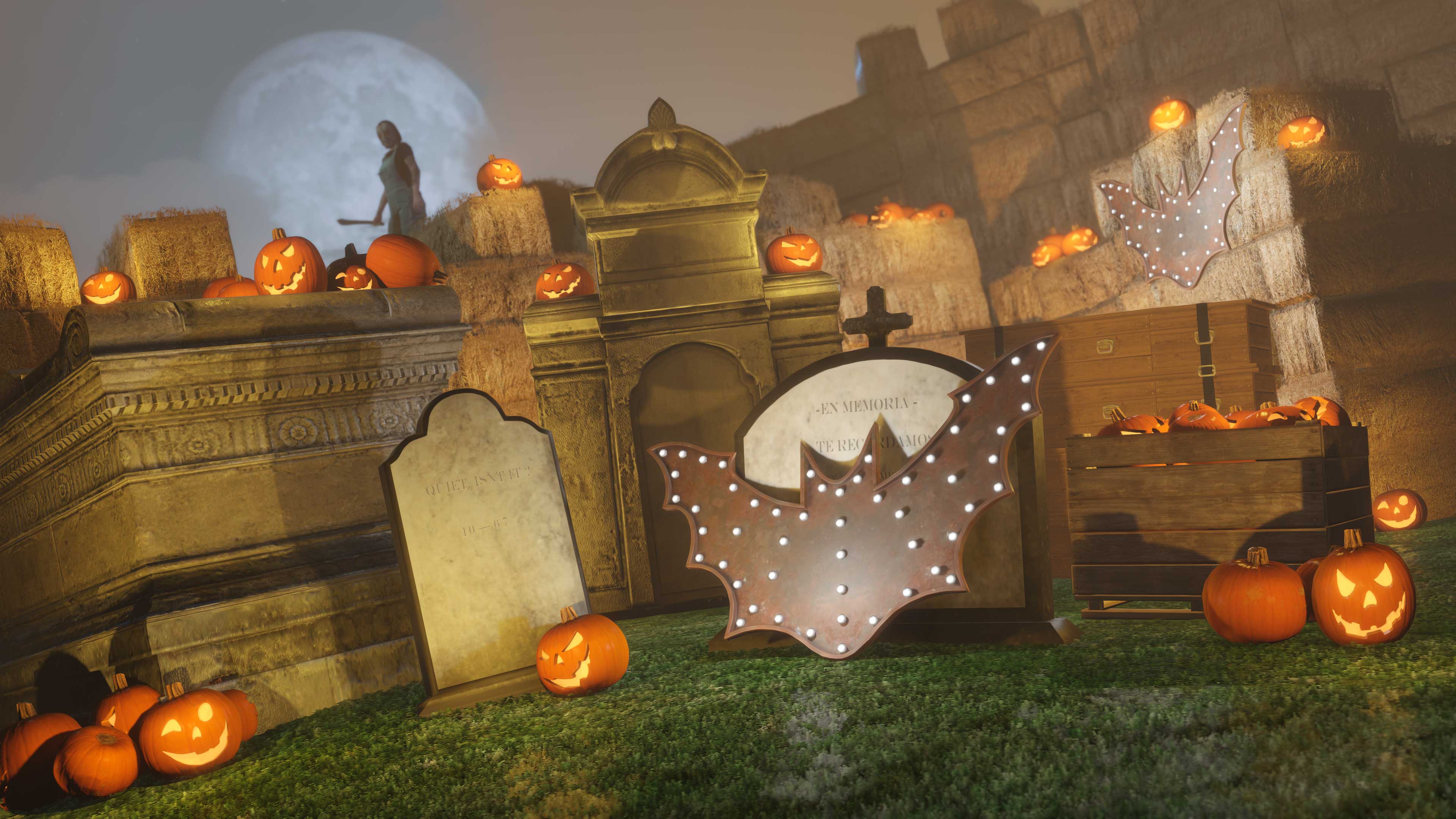Screenshot of some Halloween Props in GTA Online Creator.