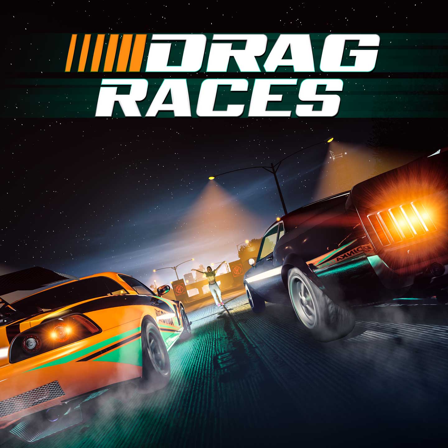Promotional poster for Drag Races in GTA Online.