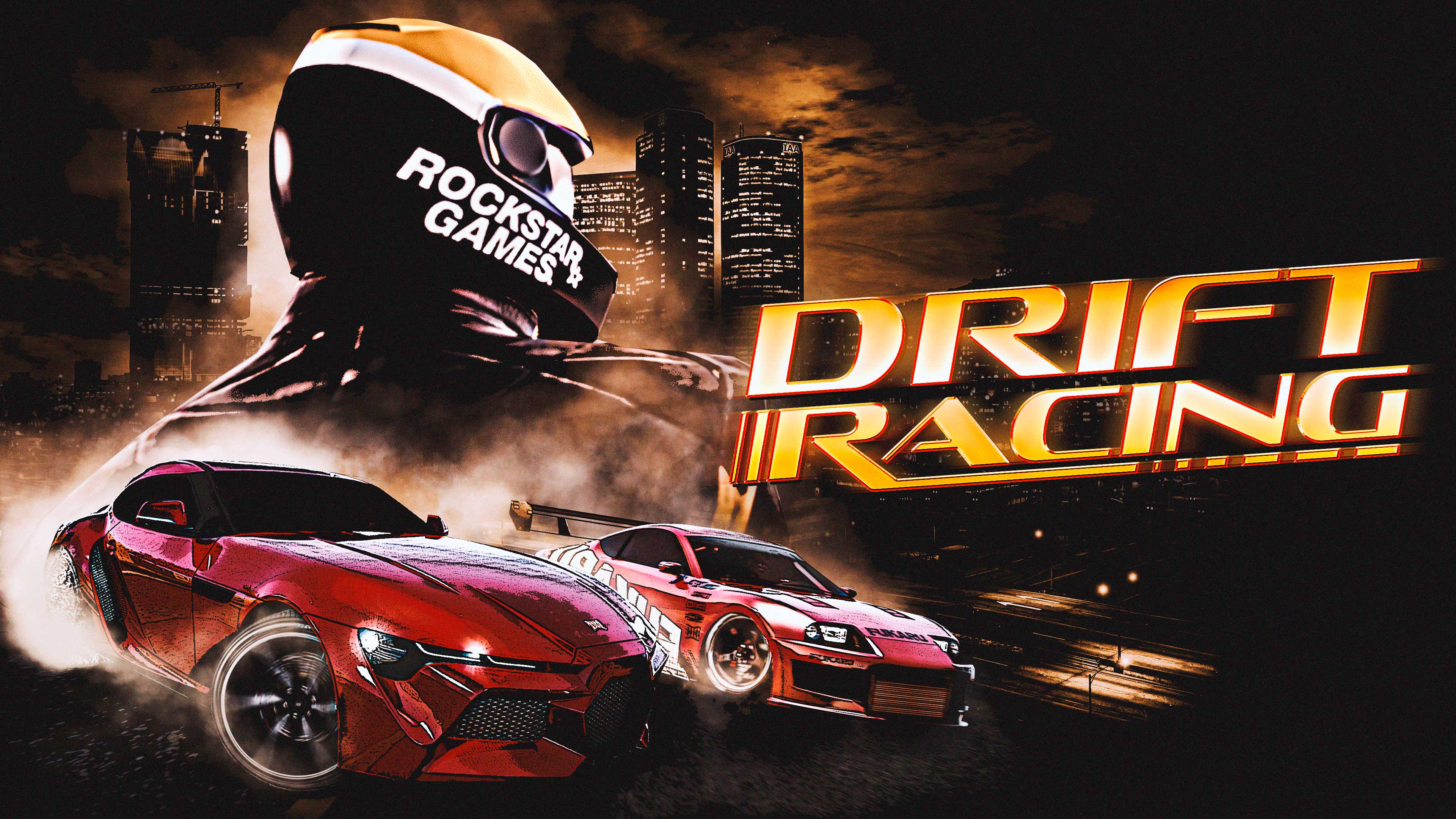 Promotional poster for Drift Races in GTA Online.