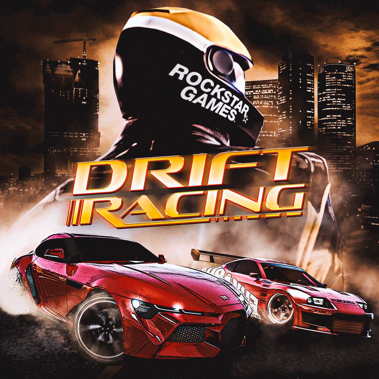 Promotional poster for Drift Races in GTA Online.