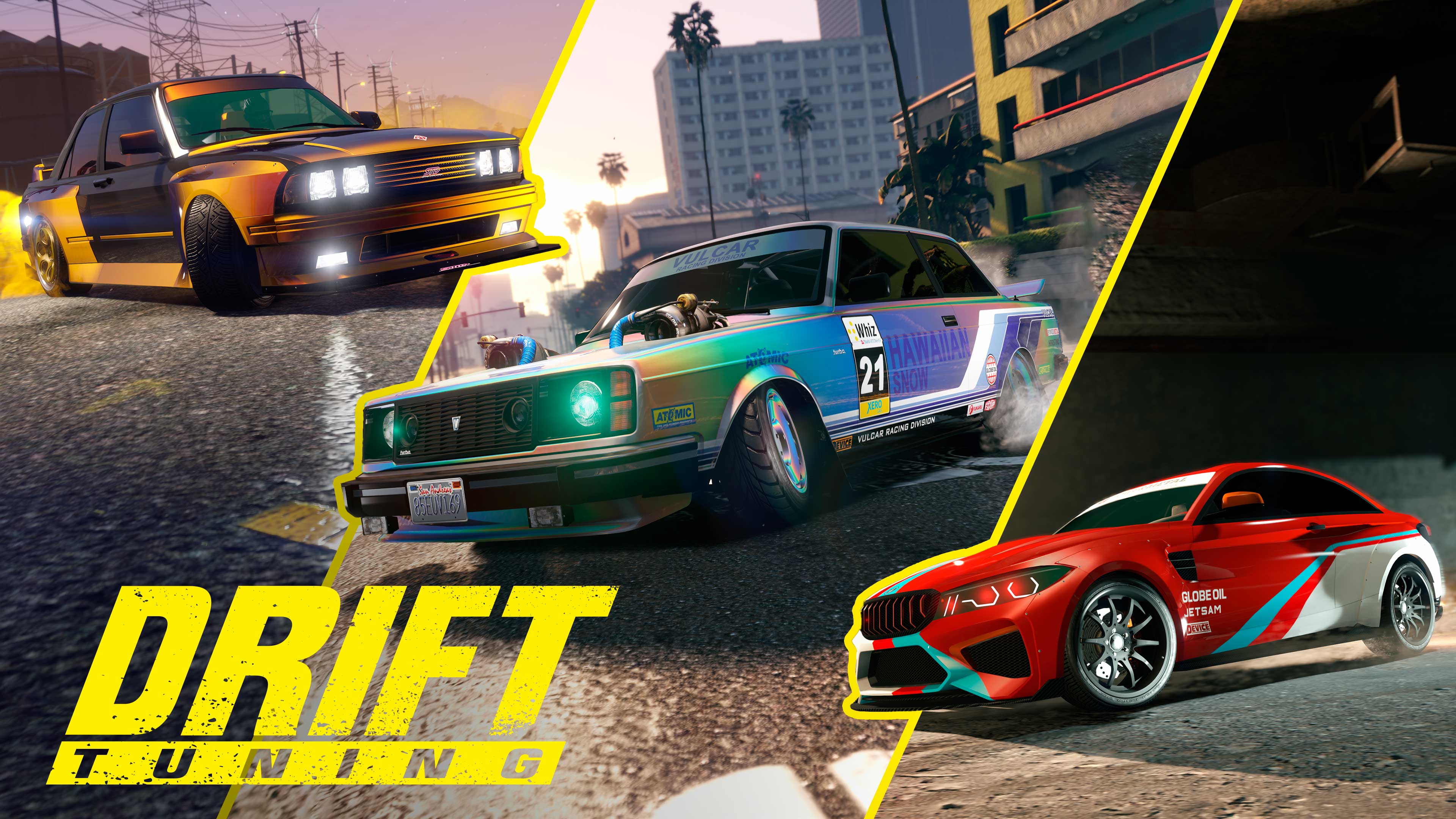 Promotional poster for Drift Tuning Upgrade in GTA Online.