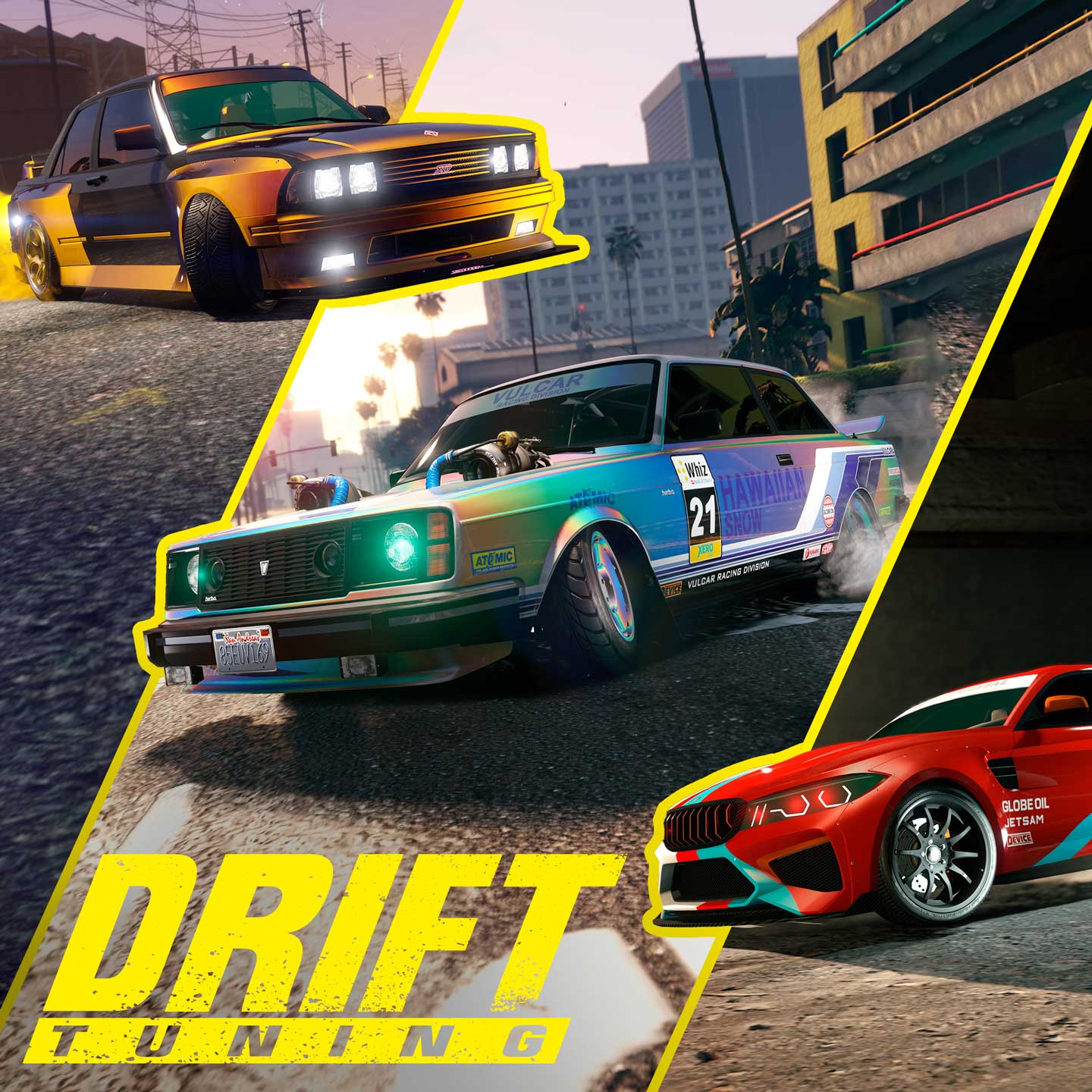 Promotional poster for Drift Tuning Upgrade in GTA Online.
