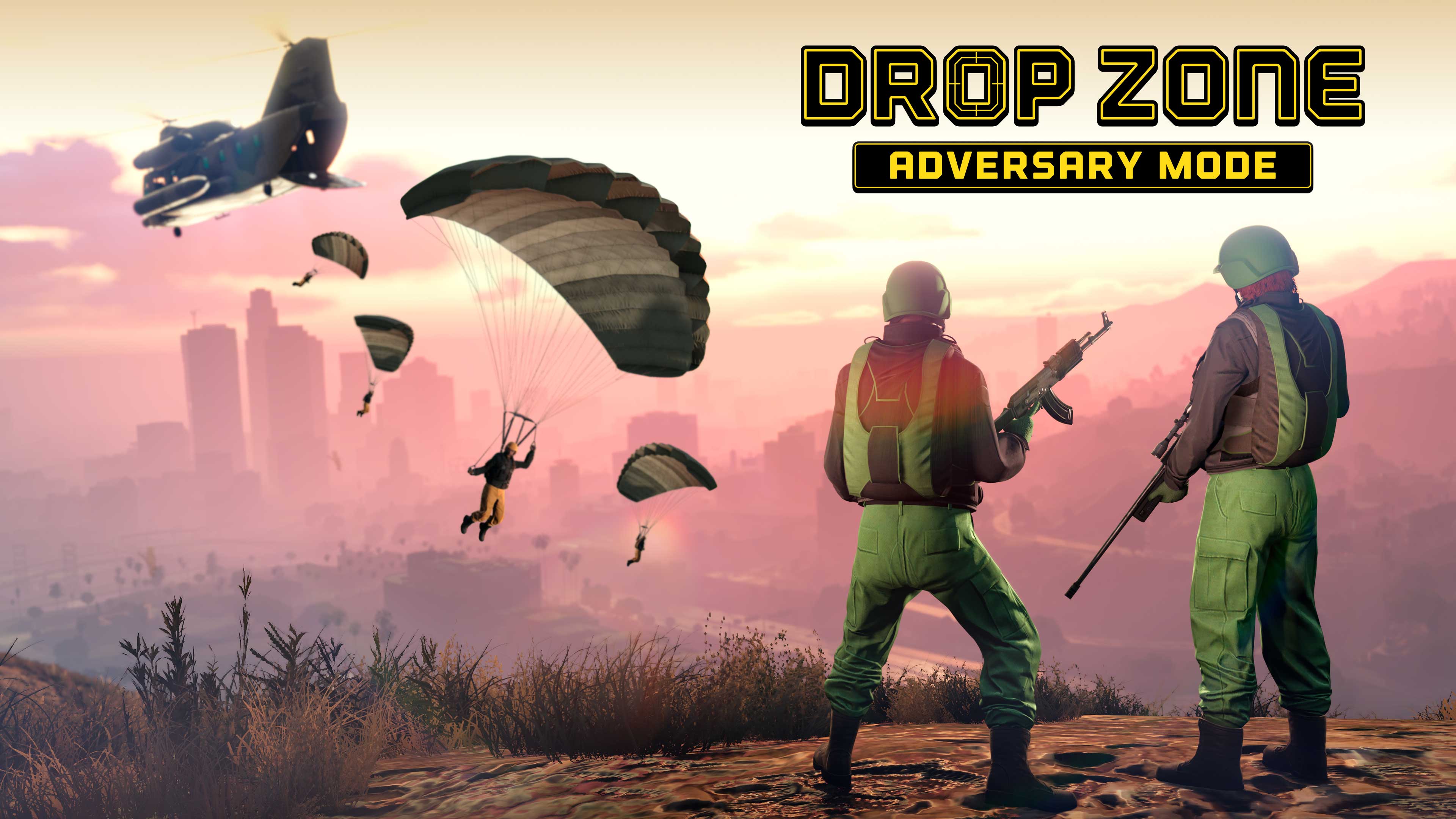 Drop Zone Adversary Mode Promotional poster for Drop Zone Adversary Mode in GTA Online.