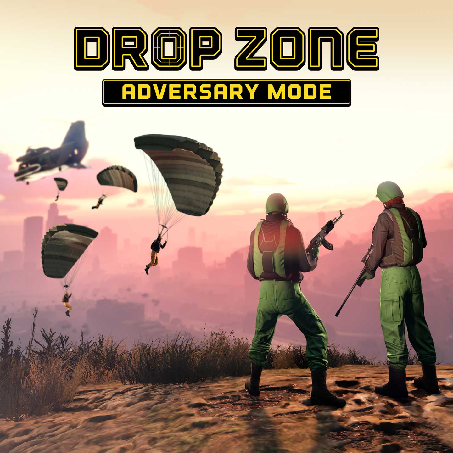 Drop Zone Adversary Mode Promotional poster for Drop Zone Adversary Mode in GTA Online.