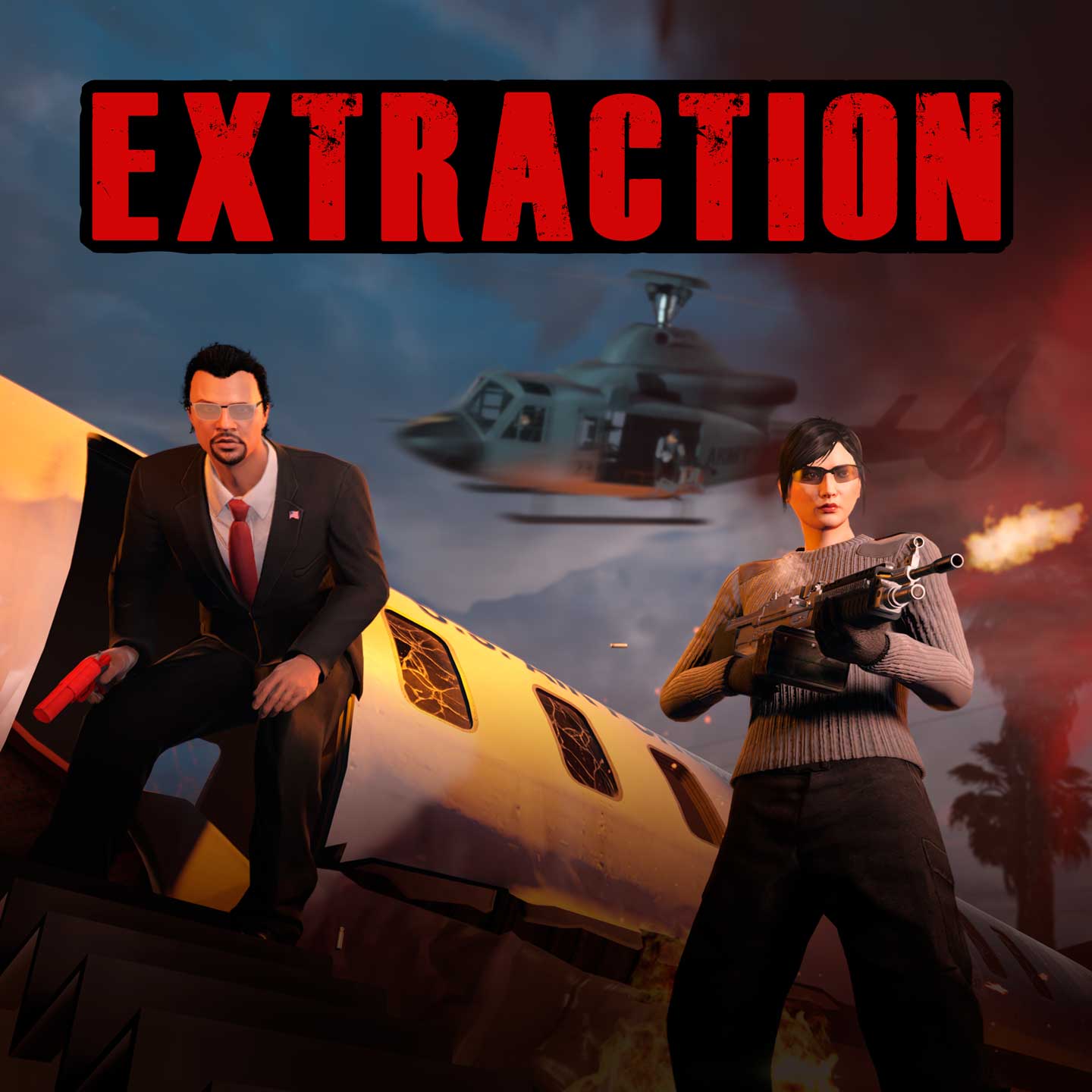 Promotional poster for Extraction Adversary Mode in GTA Online.