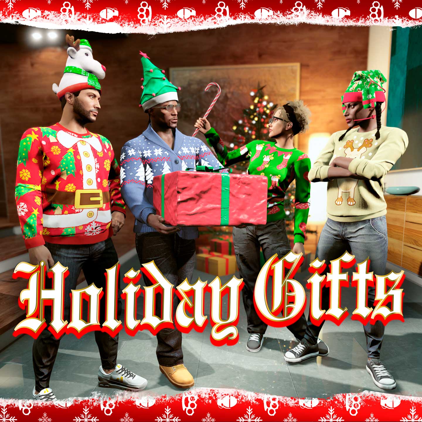 Holiday Gifts Promotional poster for Holiday Gifts in GTA Online.