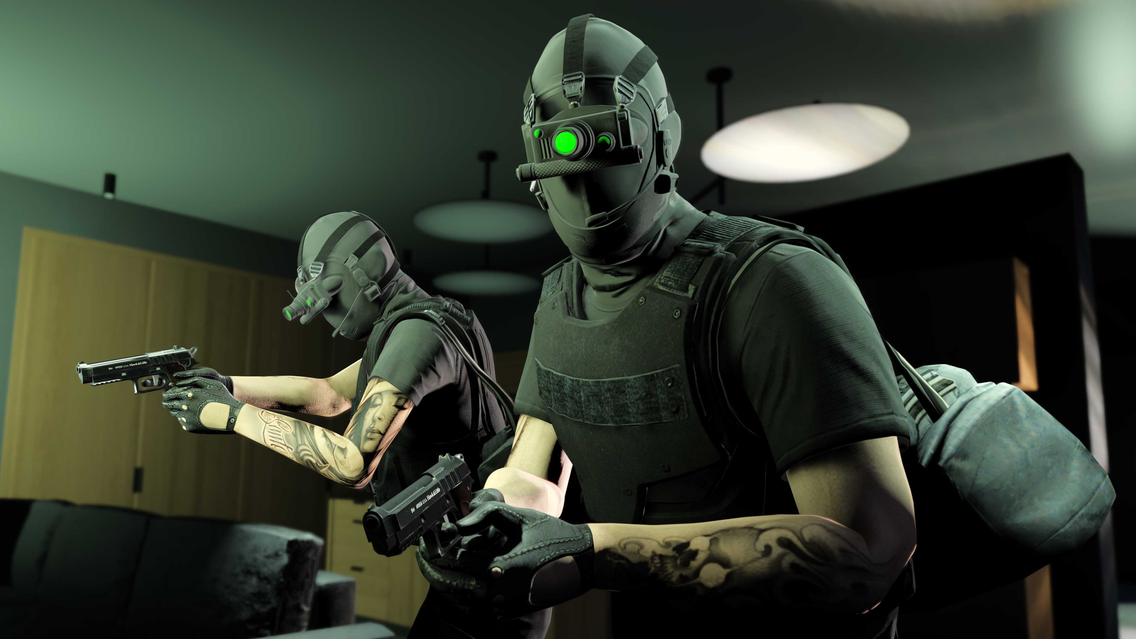 FIB Files Screenshot of two GTA Online characters during an FIB Files Mission.