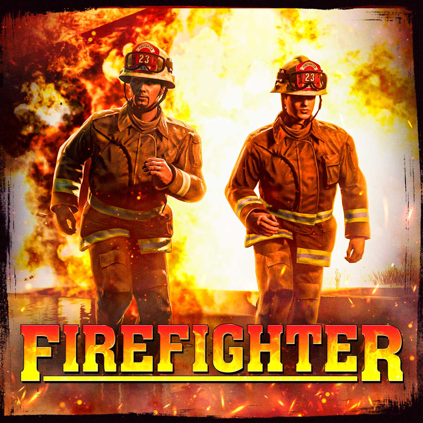Promotional poster for Firefighter Odd Jobs in GTA Online.
