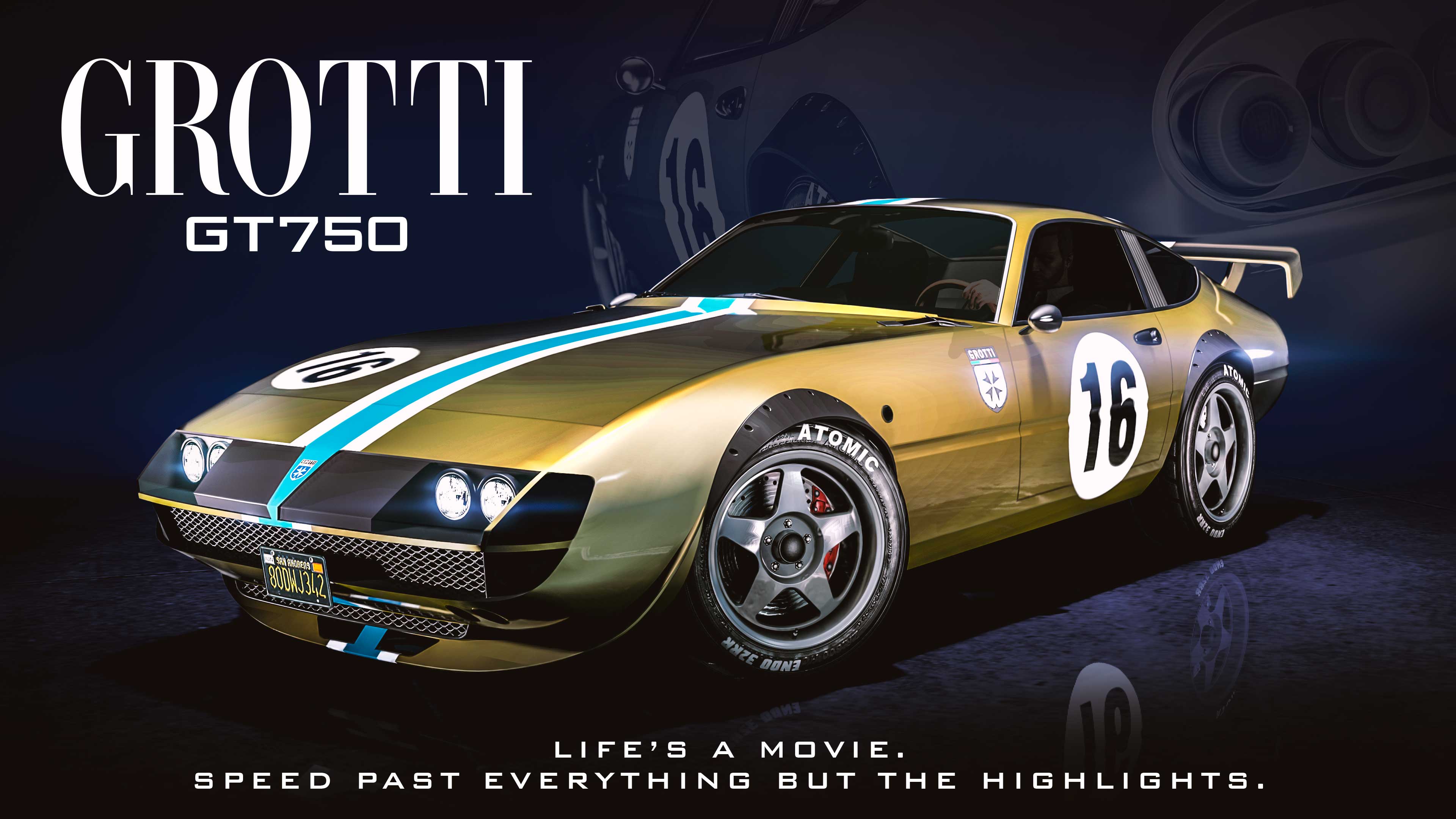 Promotional poster for Grotti GT750 in GTA Online.