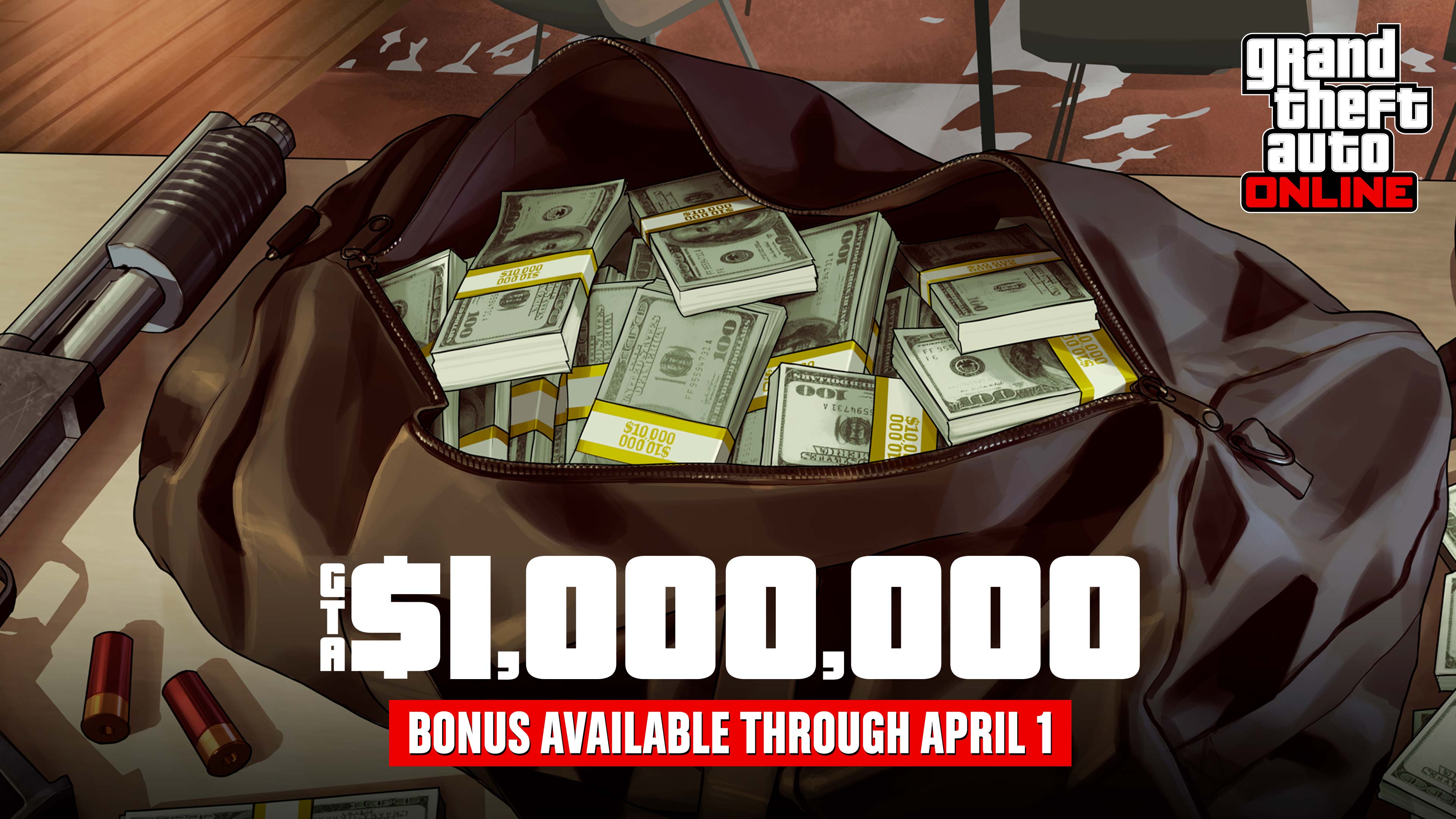 Promotional poster for GTA$ Bonus in GTA Online.