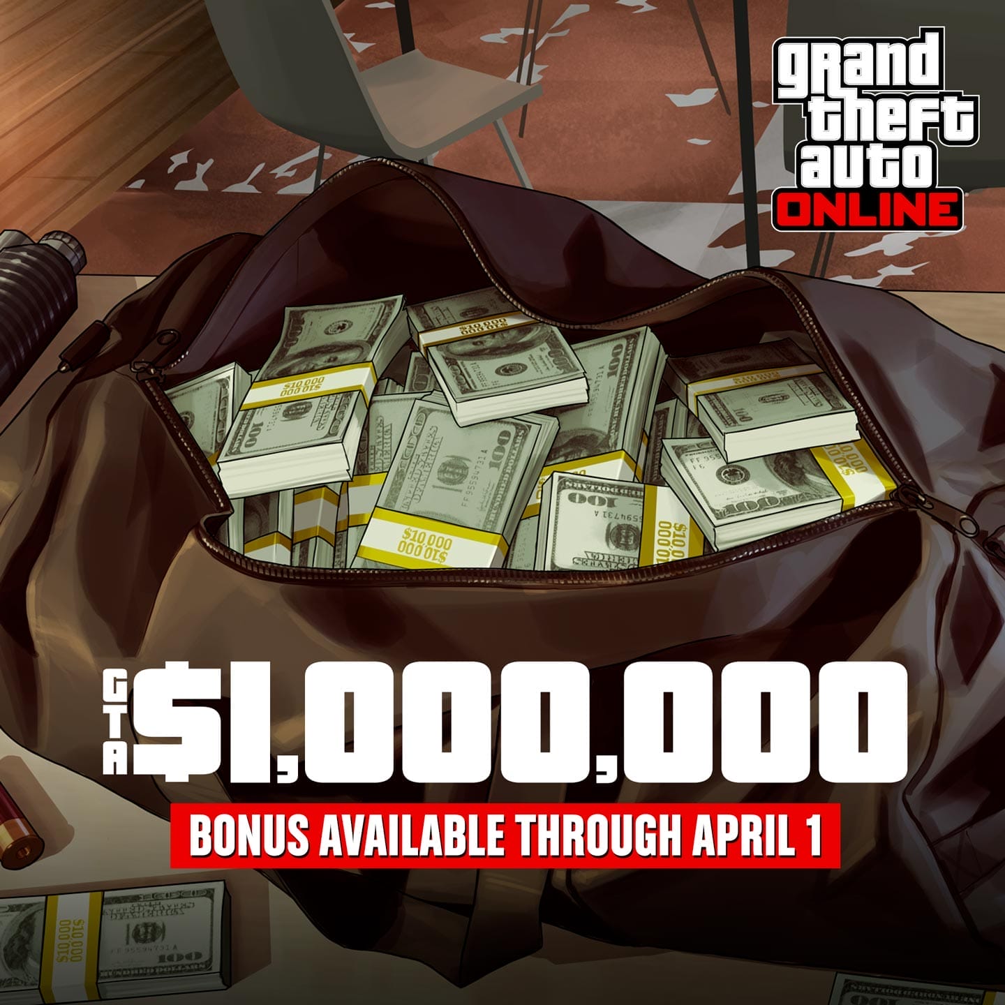 Promotional poster for GTA$ Bonus in GTA Online.