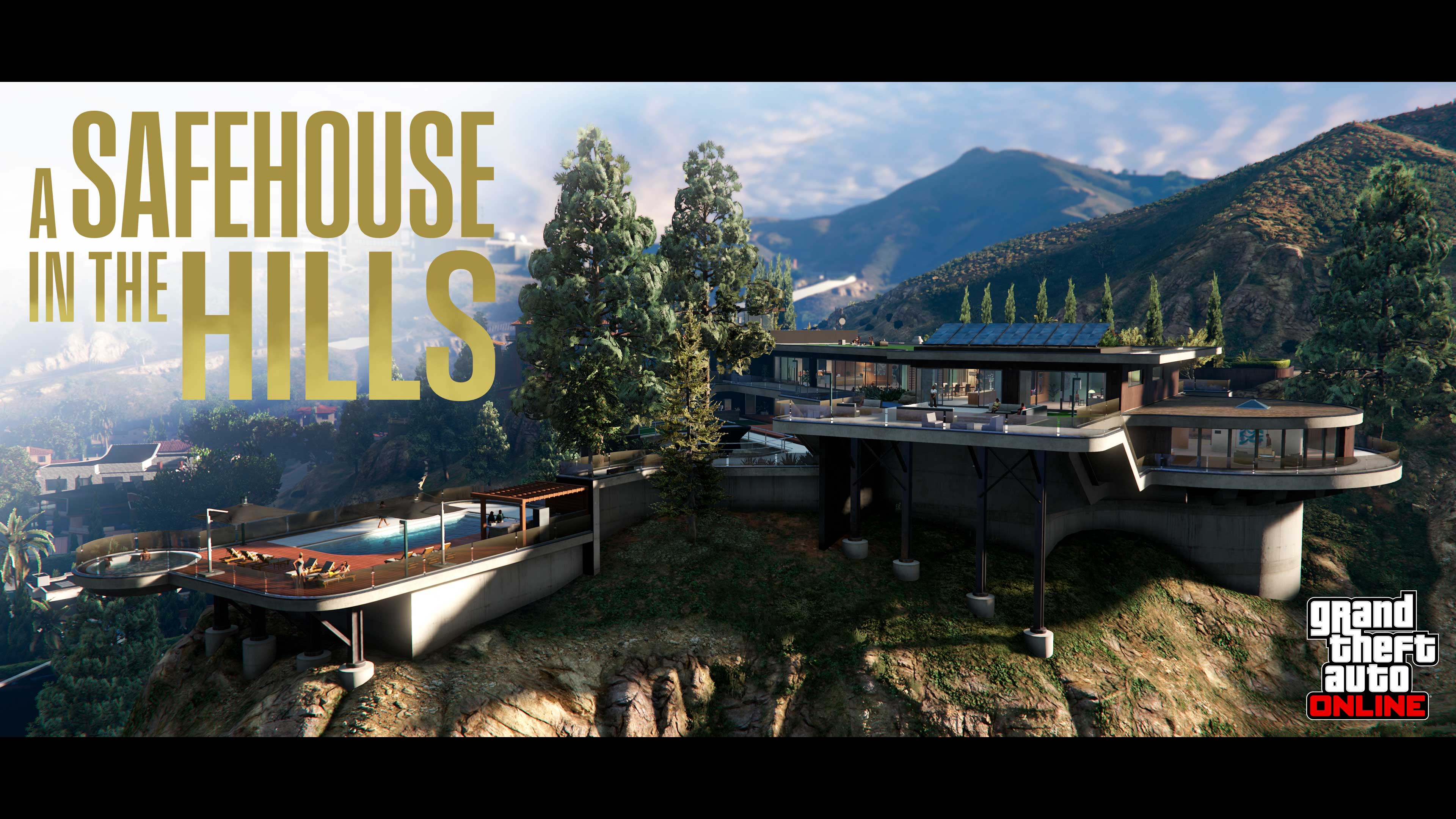 Promotional poster for GTA Online: A Safehouse in the Hills.