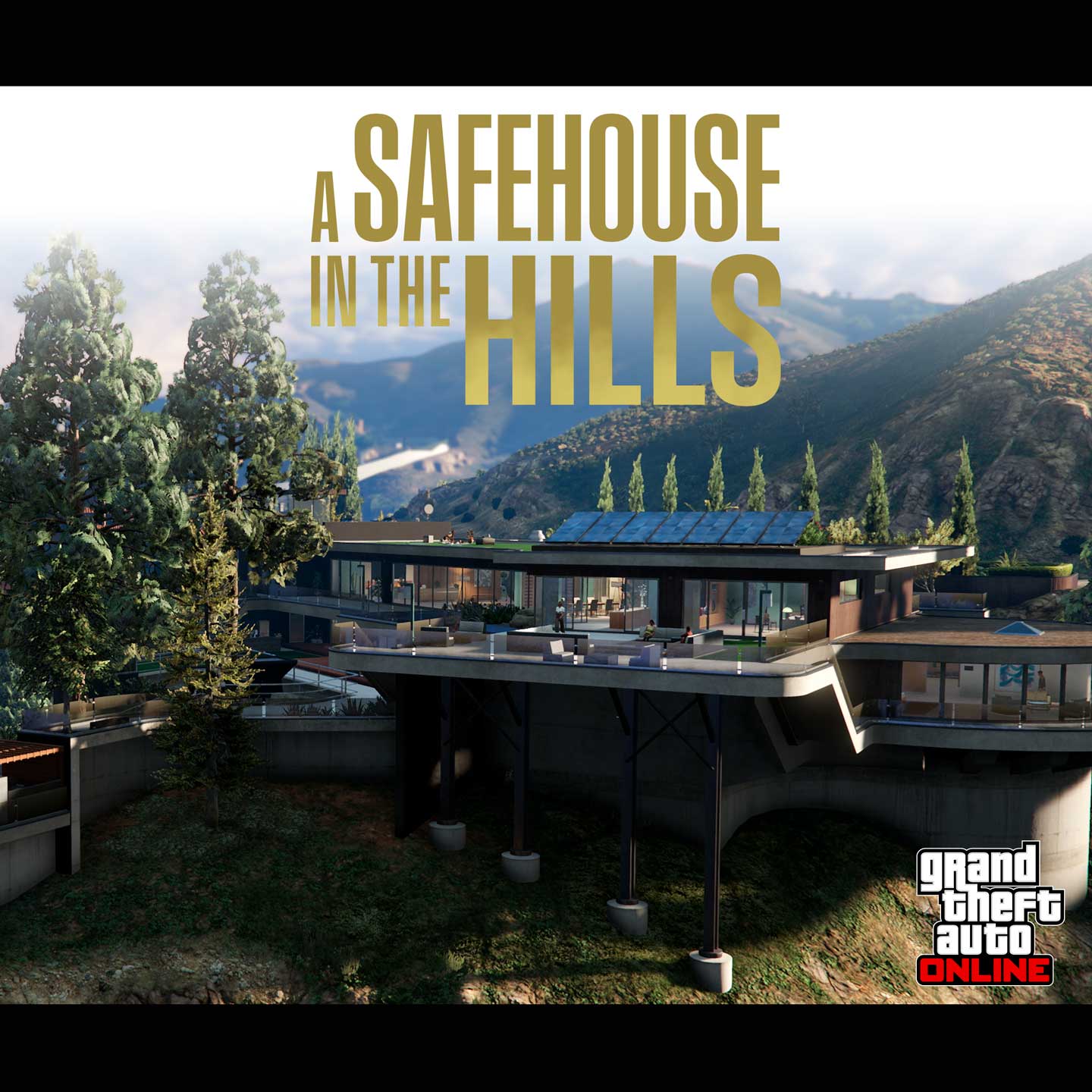 Promotional poster for GTA Online: A Safehouse in the Hills.