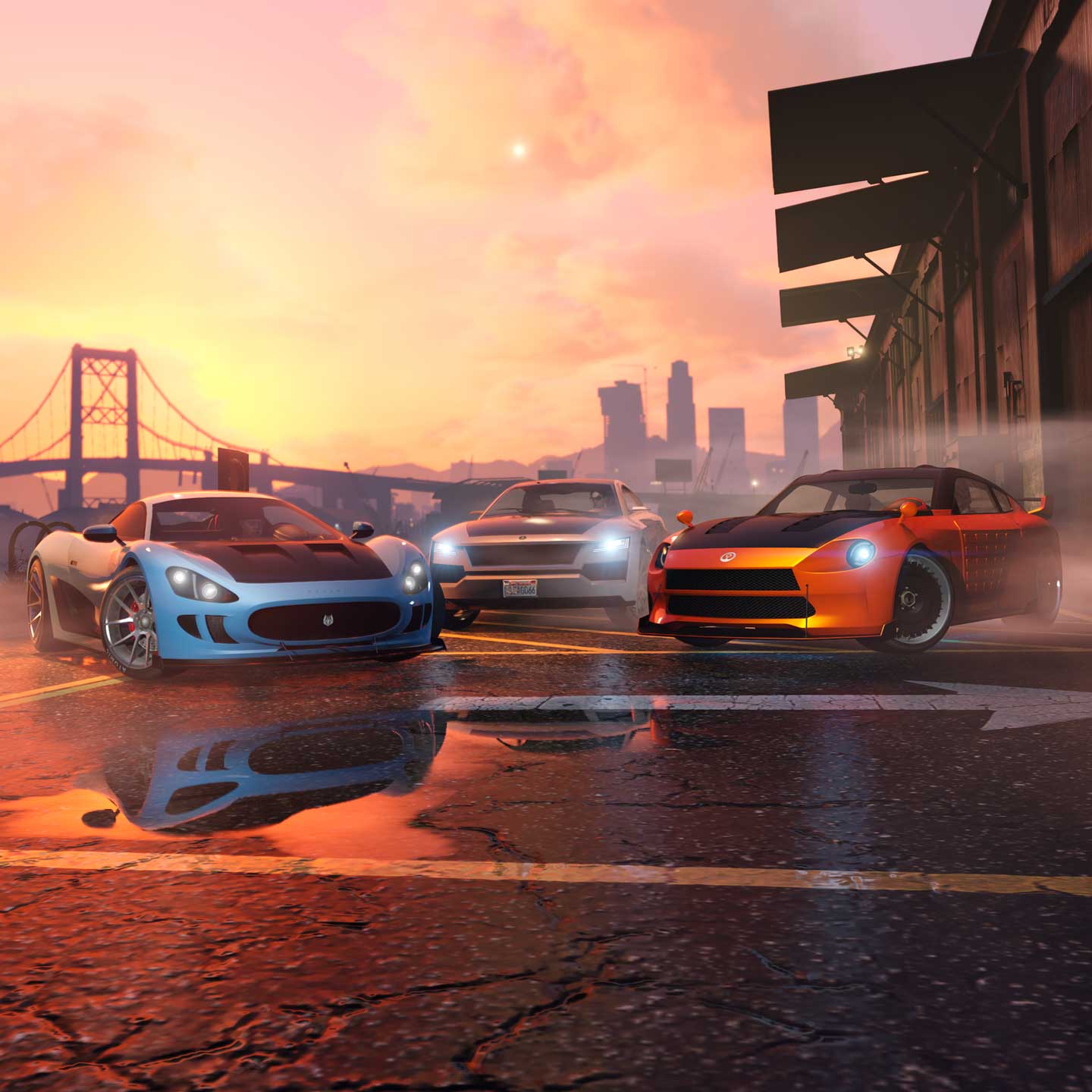 Screenshot of three vehicles in GTA Online.