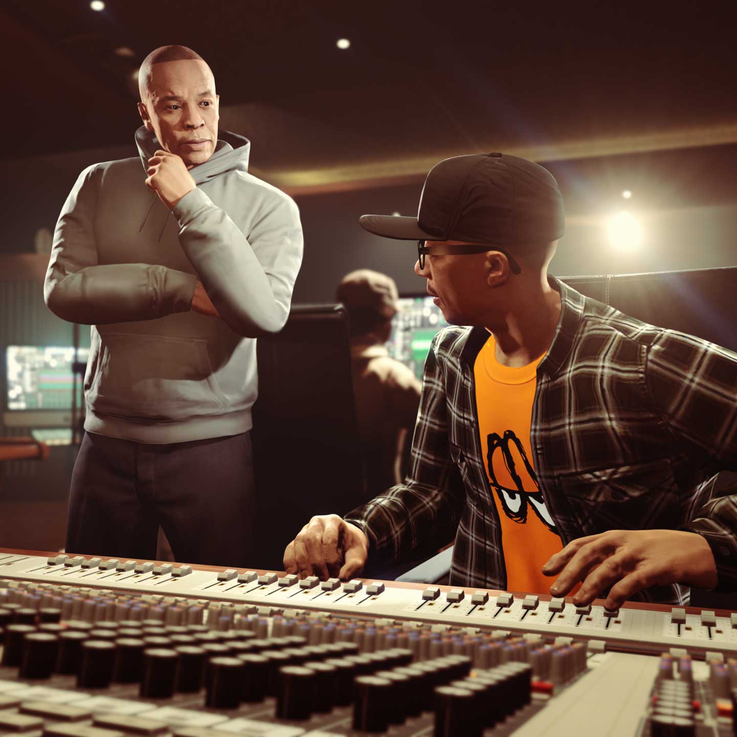 Record A Studios Screenshot of Dr. Dre and DJ Pooh in the Record A Studios.
