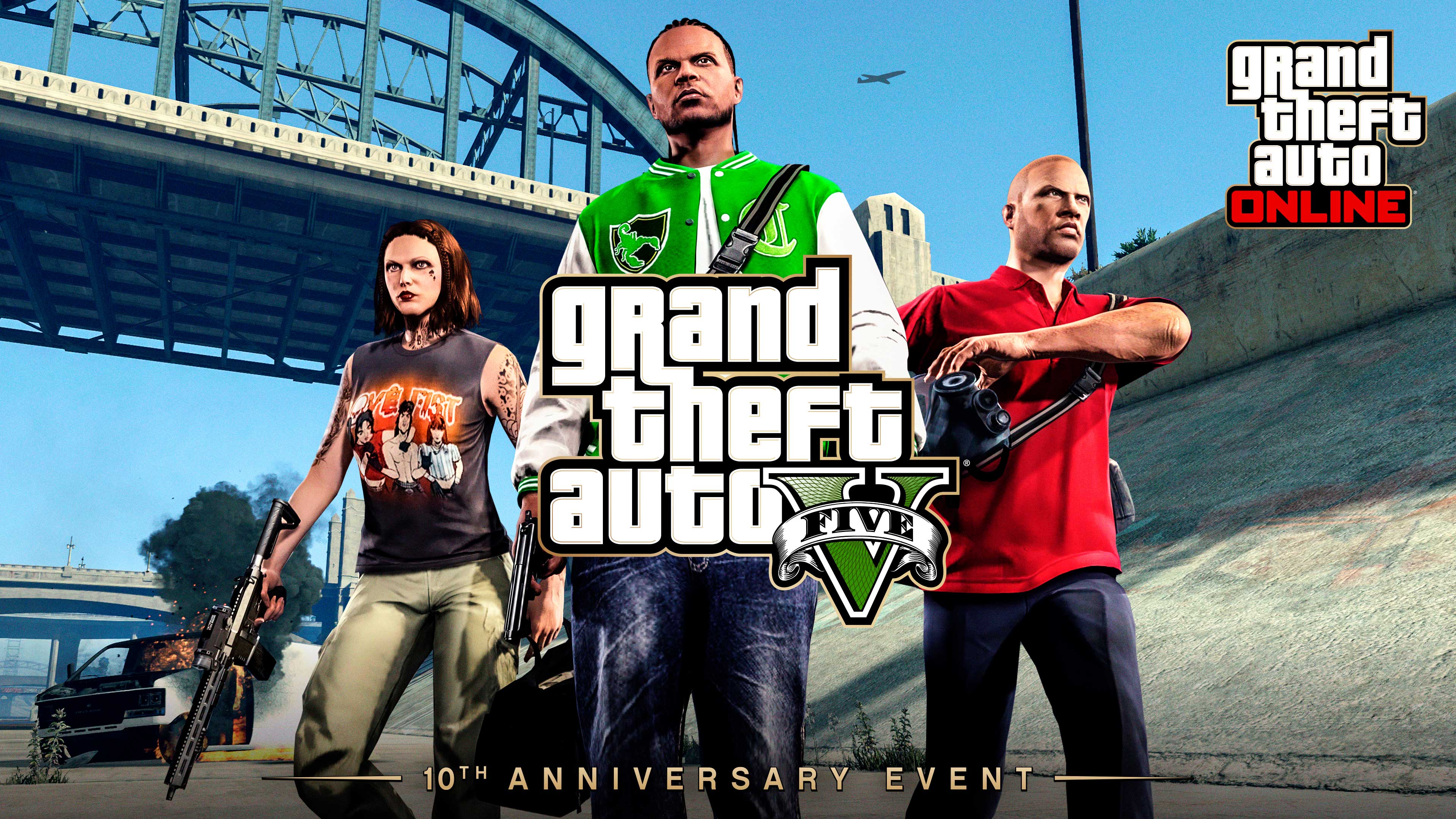 Grand Theft Auto V – 10th Anniversary Promotional screenshot for the 10th anniversary of Grand Theft Auto V.