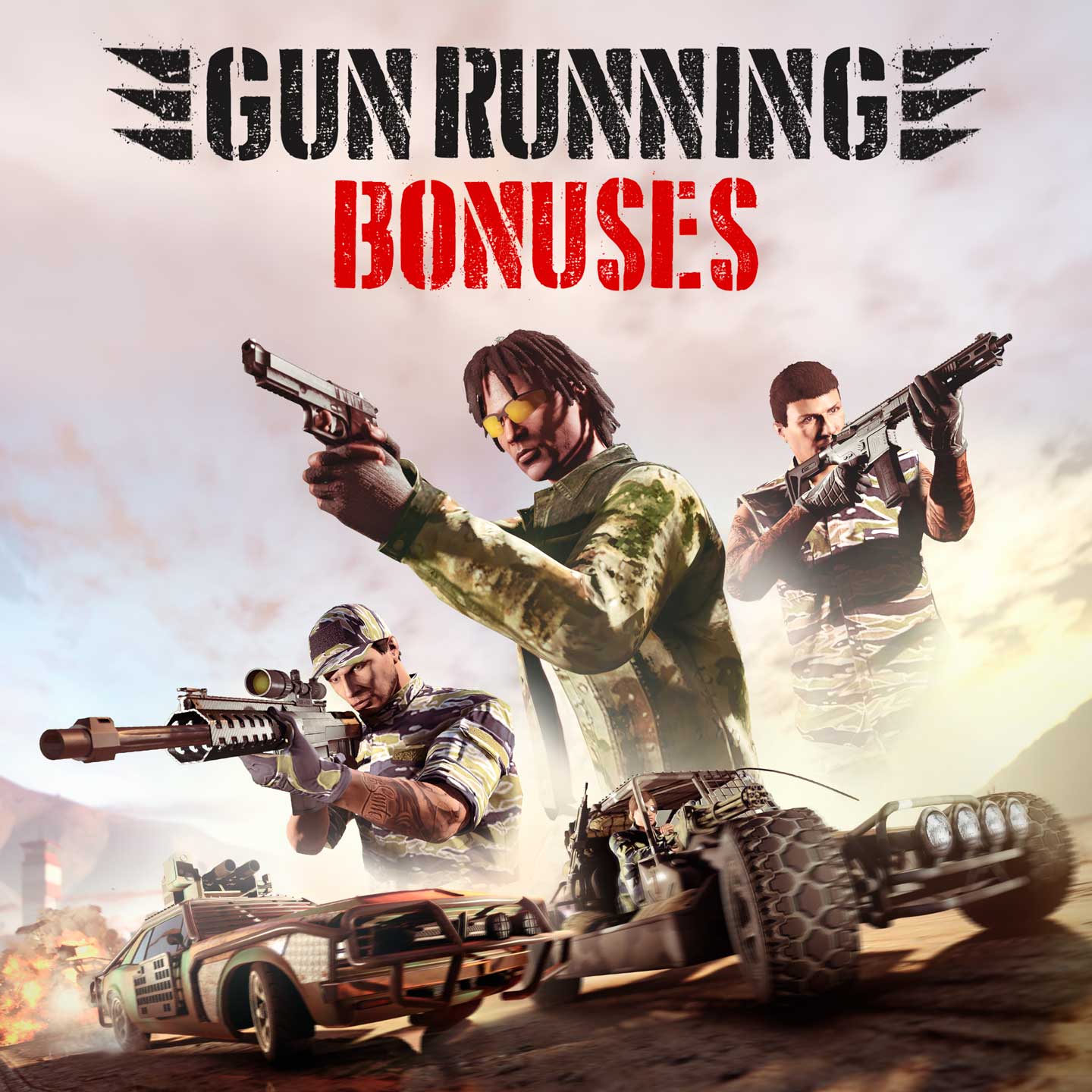 Gunrunning Bonuses Promotional poster for Gunrunning Bonuses in GTA Online.