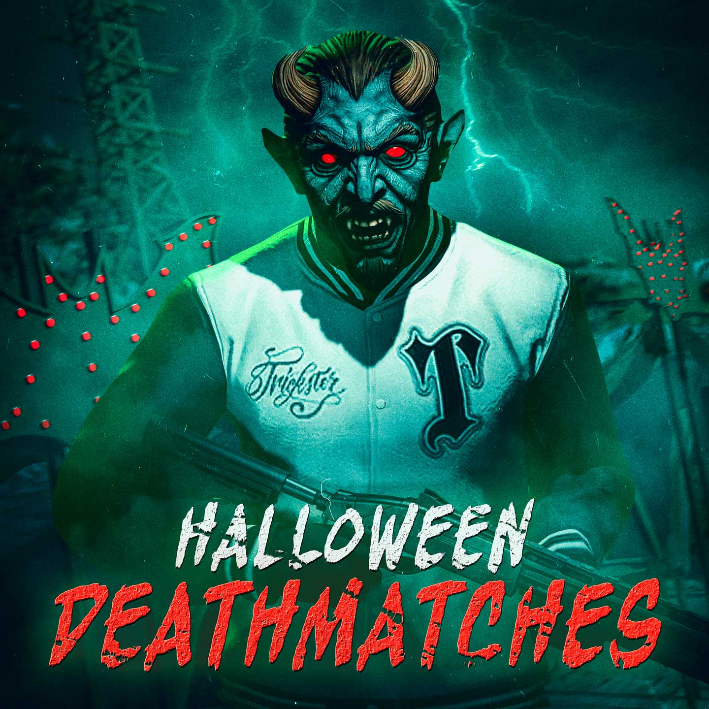 Promotional poster for Halloween Deathmatch in GTA Online.