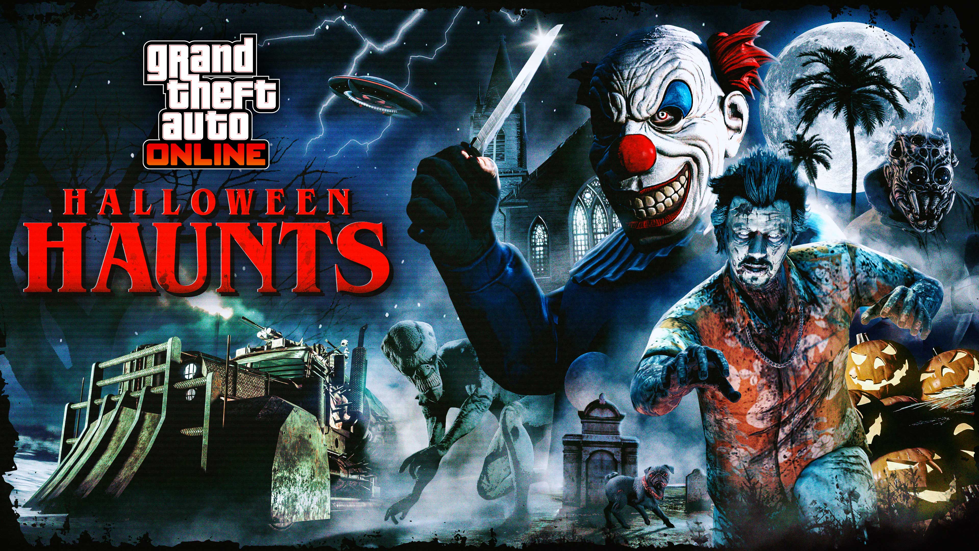 Promotional poster for Halloween Haunts in GTA Online.